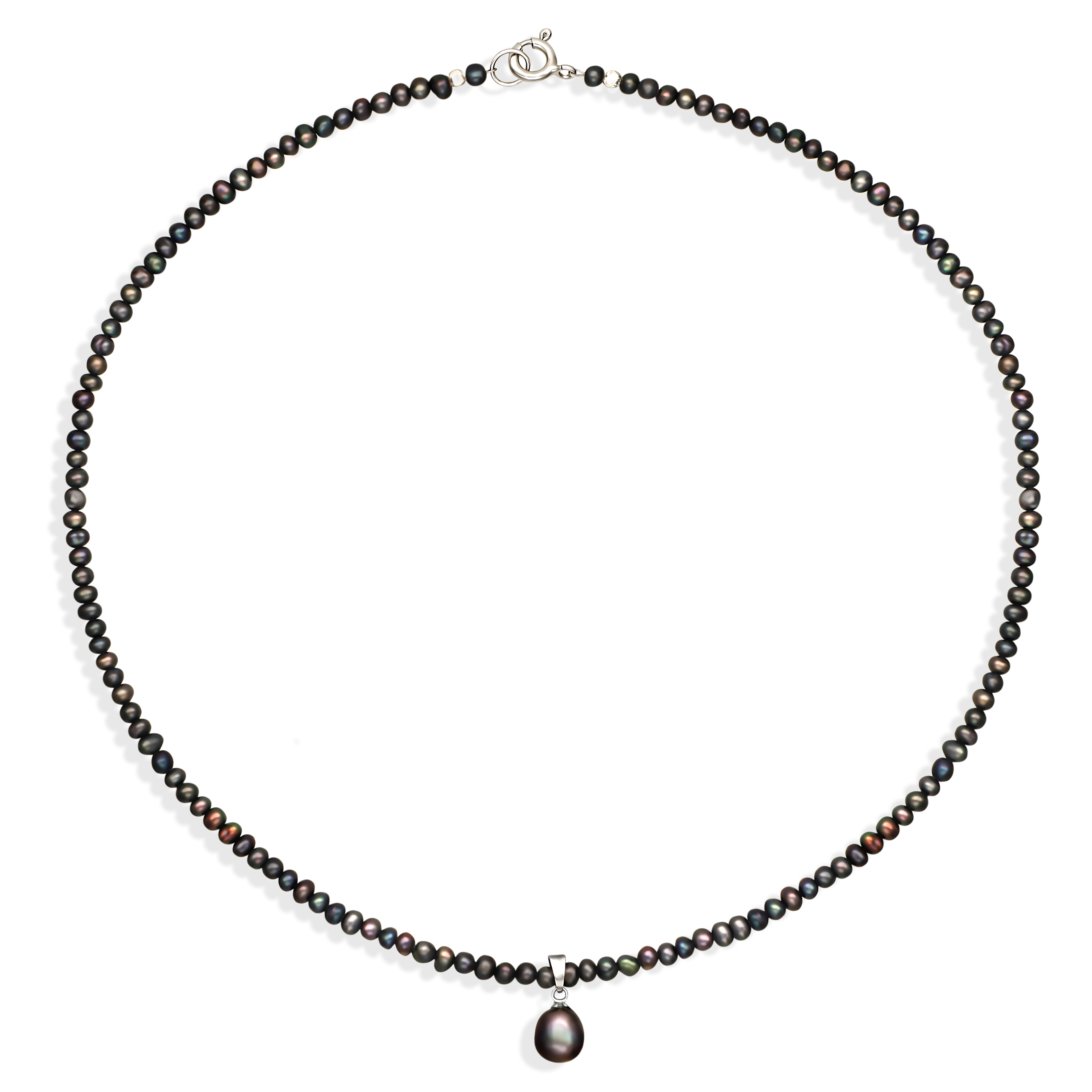 Naszyjnik z zawieszką z czarnych pereł hodowanych, próba 925