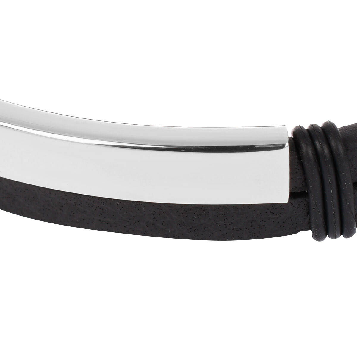 Skórzana męska bransoleta ze stalową blaszką