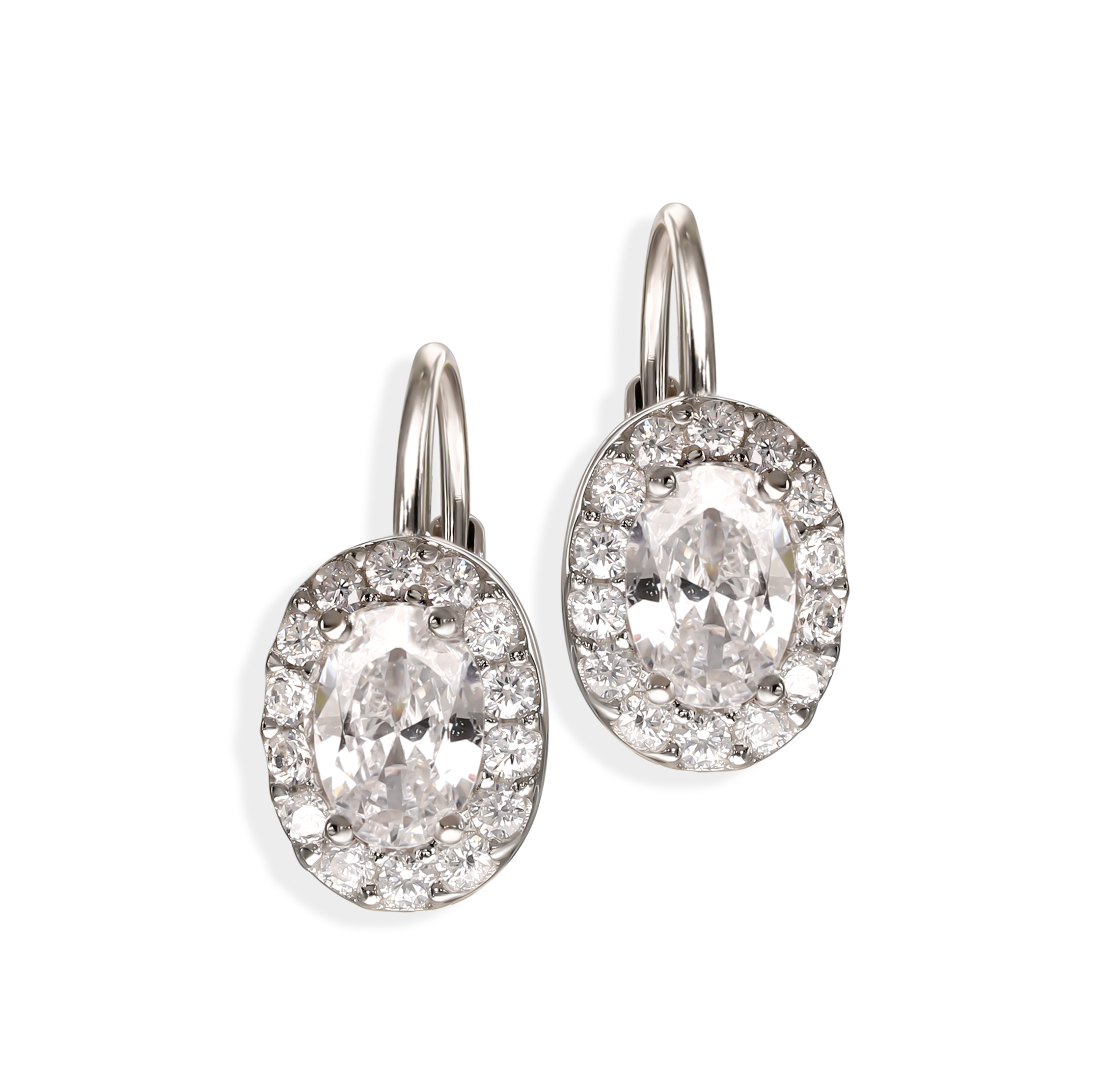 Kolczyki srebrne z białymi cyrkoniami, próba 925