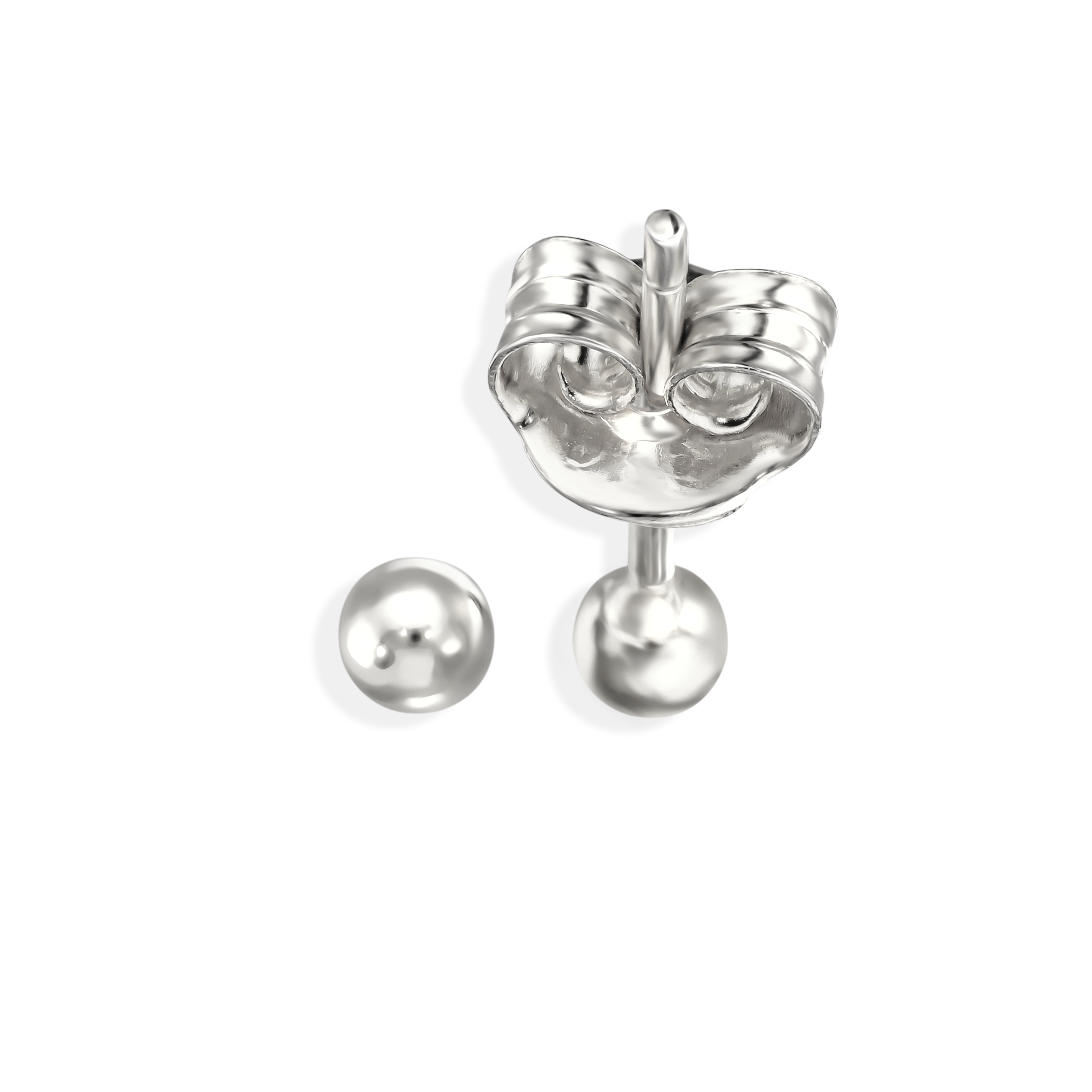 Kolczyki kulki z białego złota 2 mm, próba 585