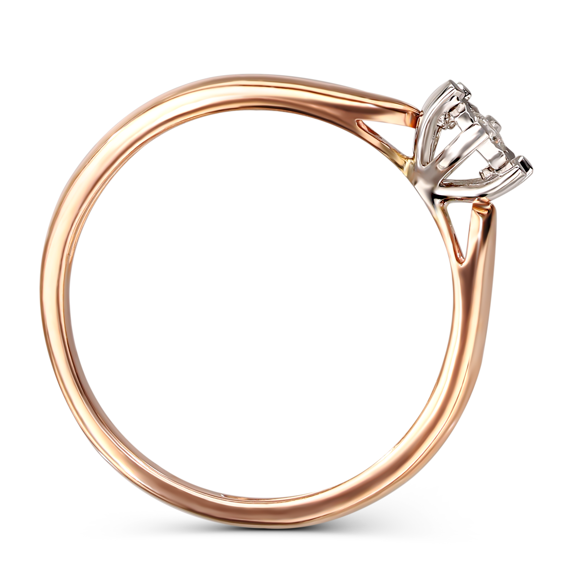 Pierścionek z różowego złota z diamentem naturalnym 0.06 ct, rozmiar 15, próba 585