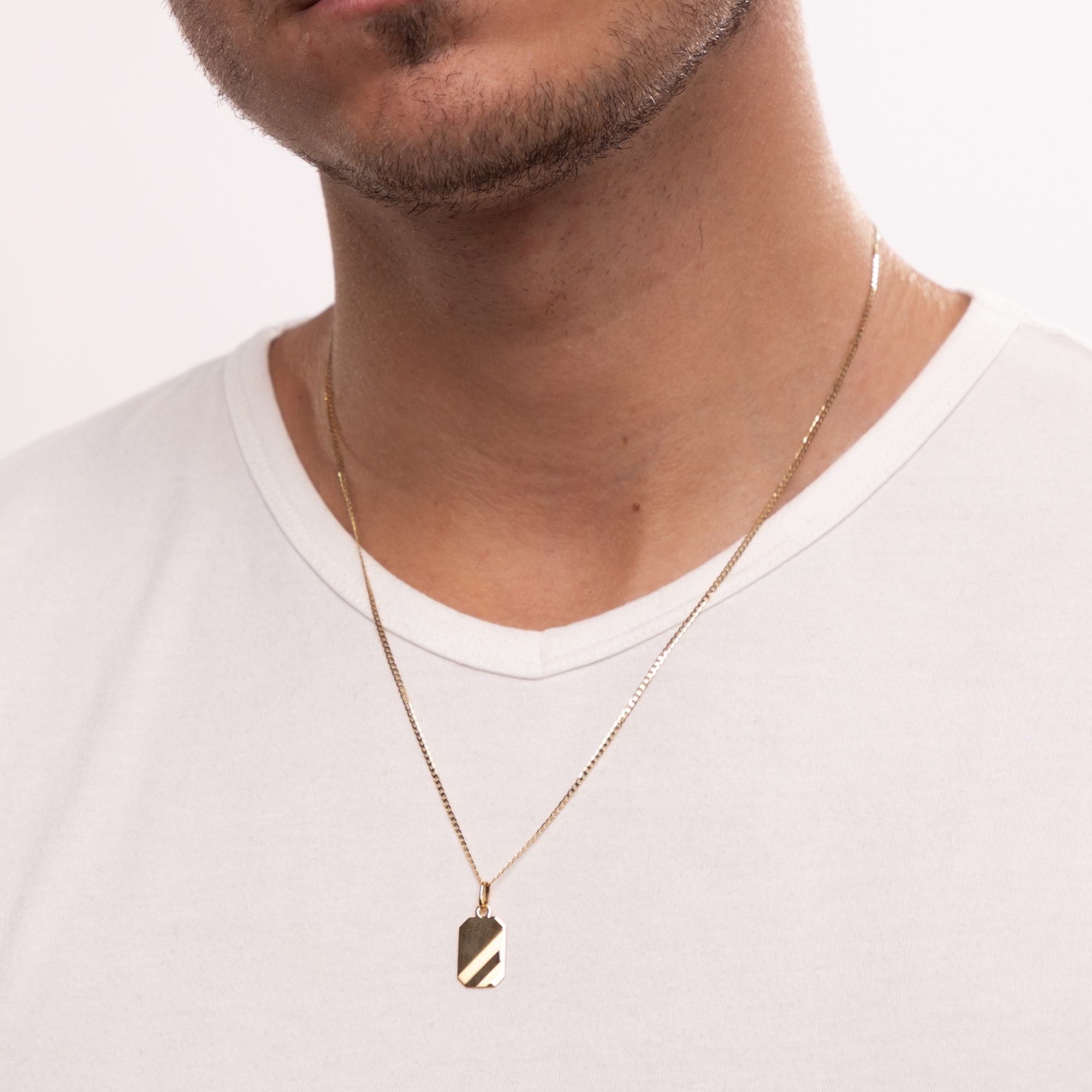 Złota zawieszka z satynowanymi paskami, próba 585