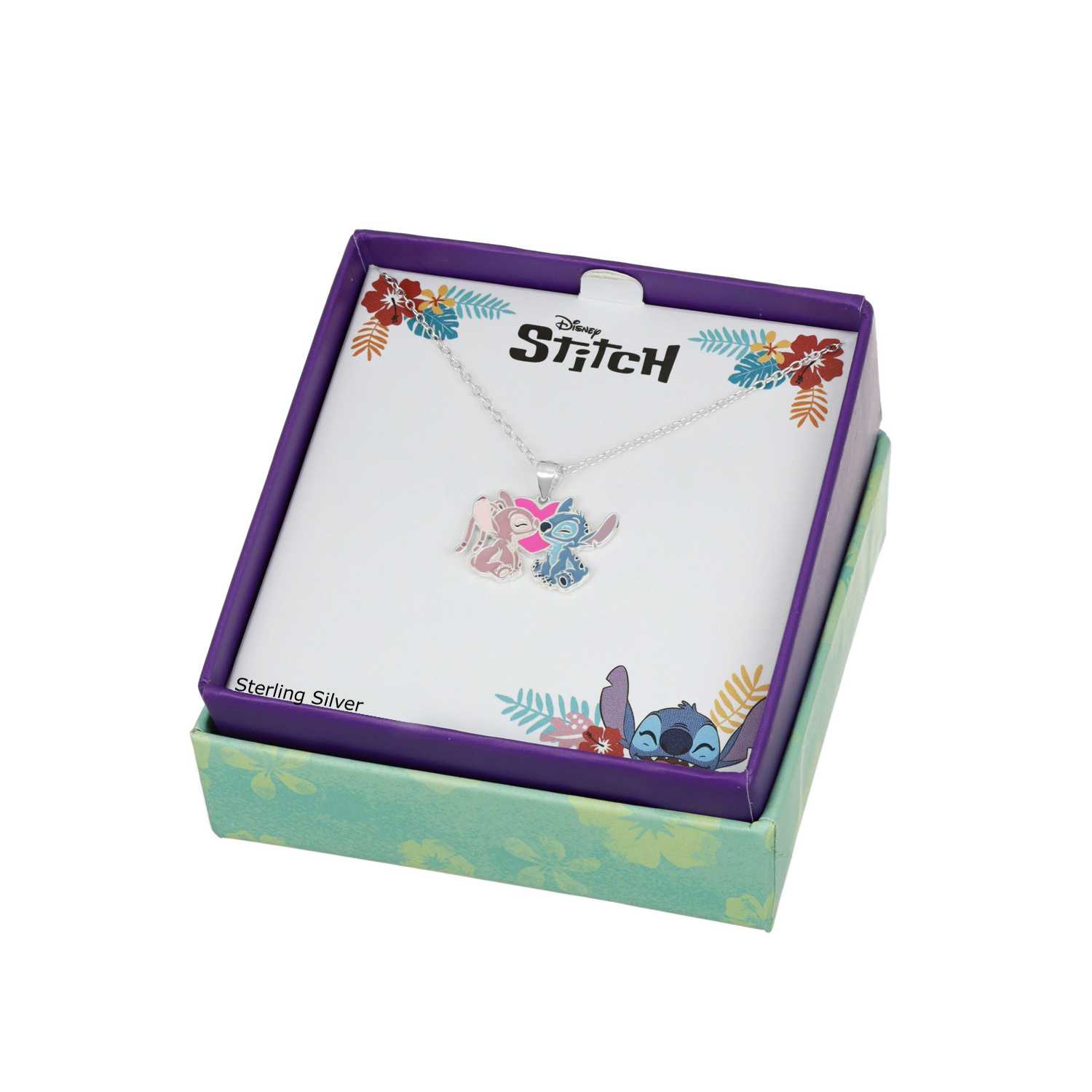 Srebrny naszyjnik Stitch i Angel, próba 925