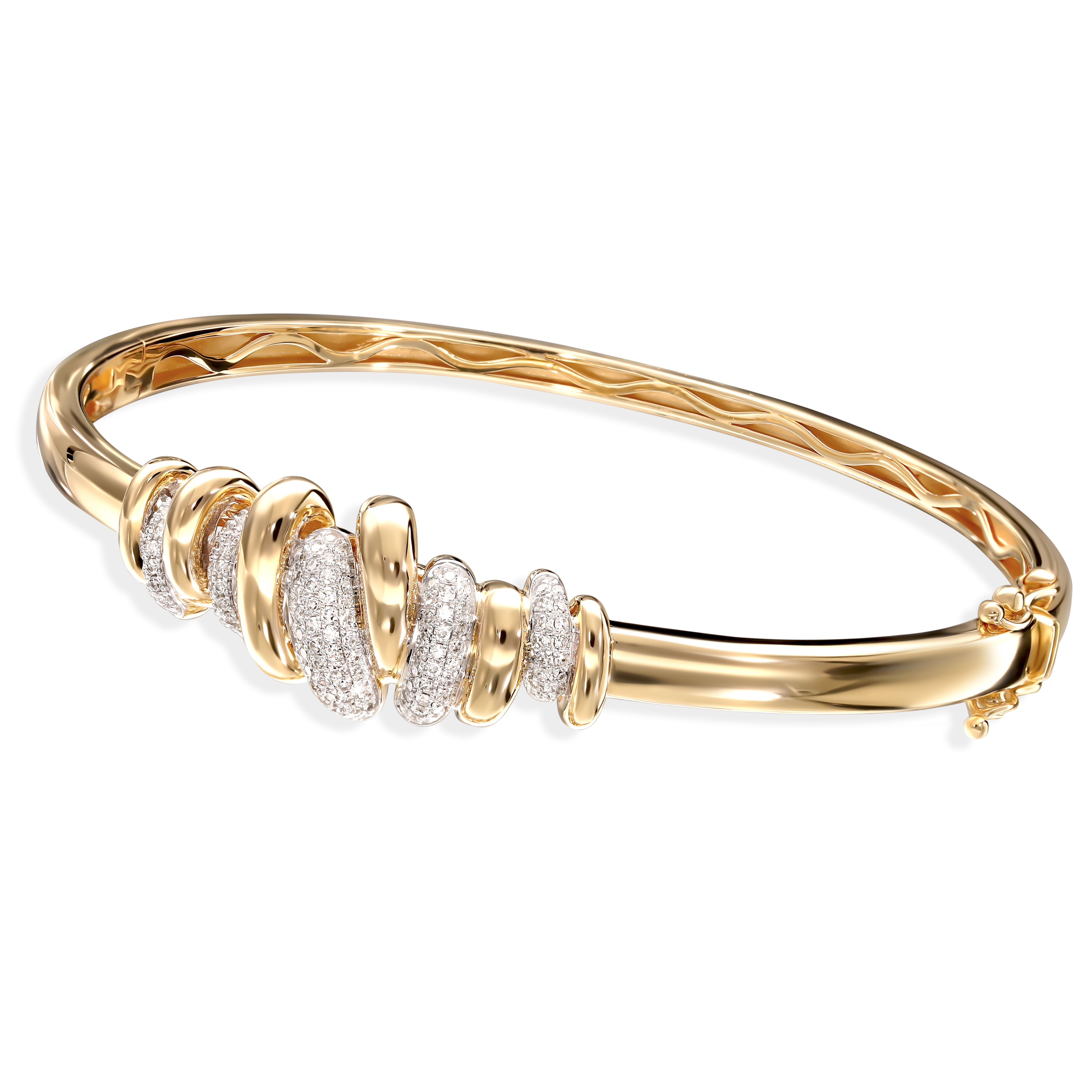 Sztywna bransoleta złota z diamentami naturalnymi 0.41 ct, próba 585