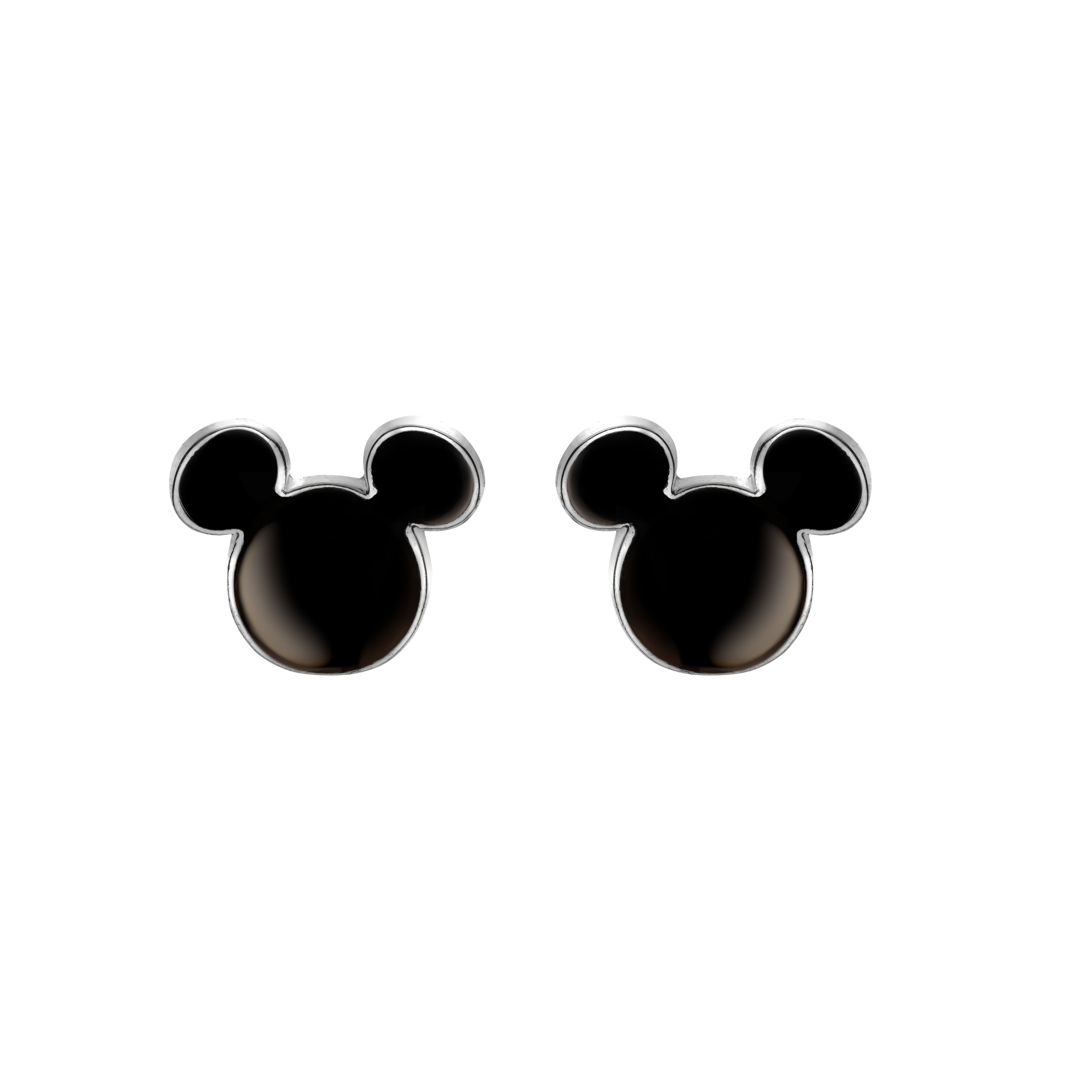 Srebrne kolczyki z czarną emalią Myszka Mickey, próba 925