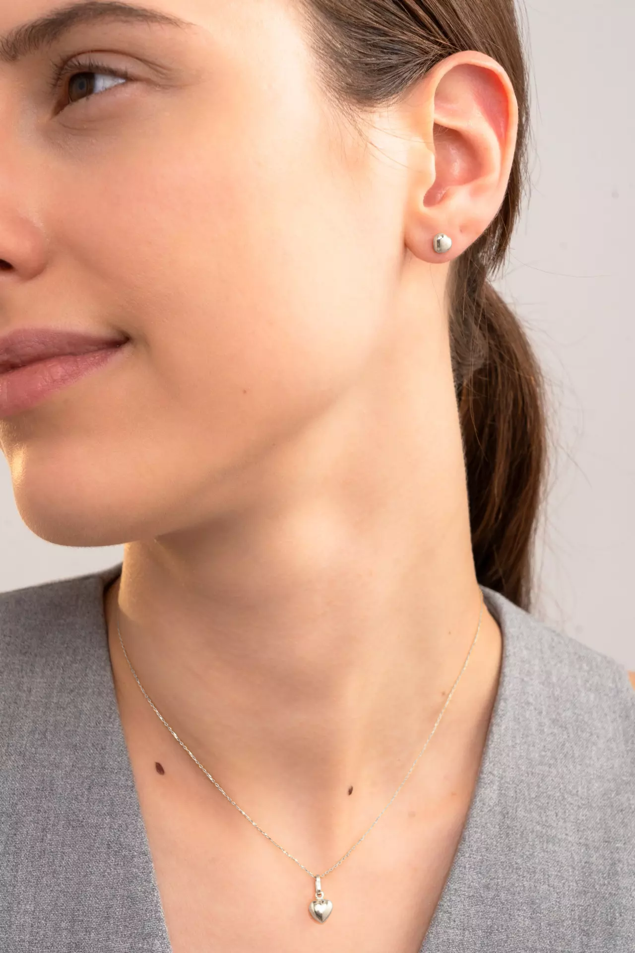 Zawieszka serduszko dmuchane z białego złota, próba 585 