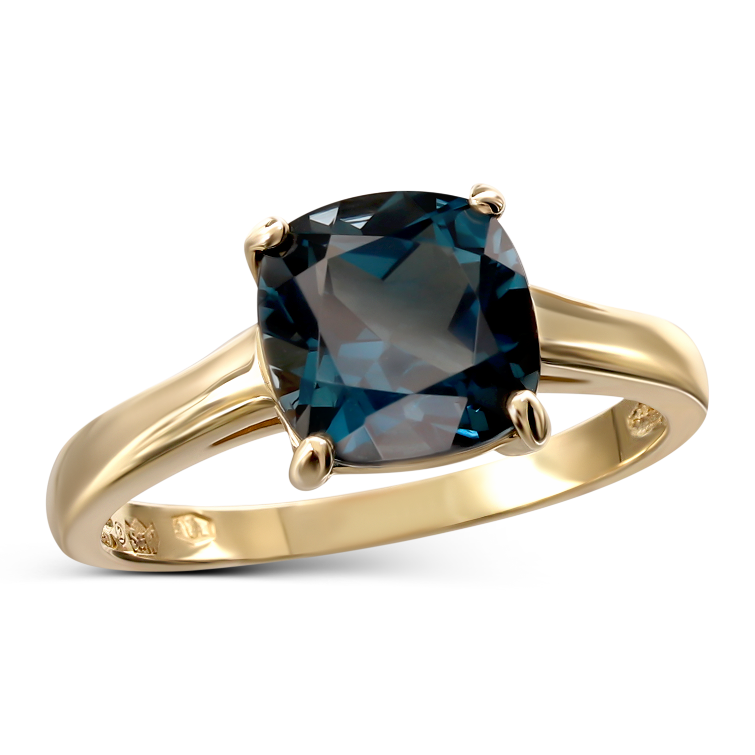 Pierścionek złoty z topazem London Blue 2,47 ct, rozmiar 13, próba 585