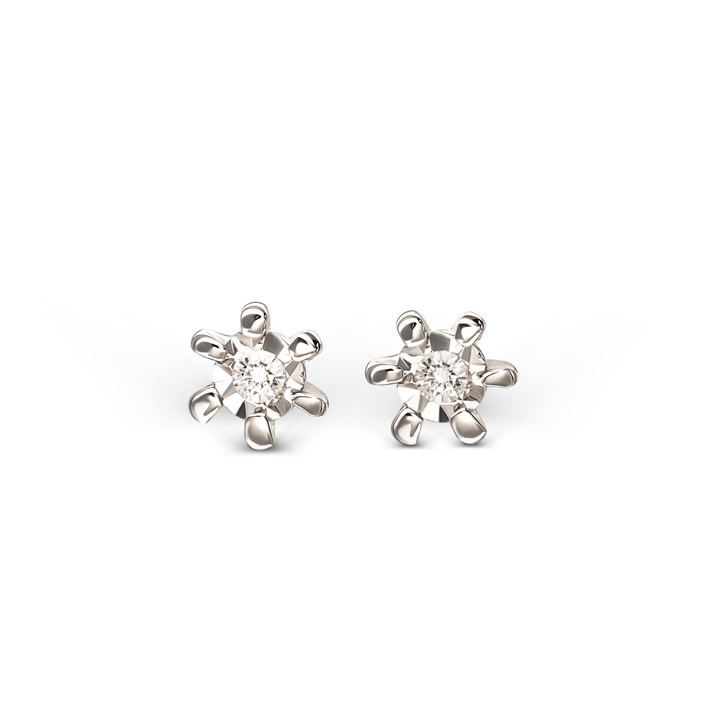 Kolczyki złote sztyfty z diamentami naturalnymi 0.03 ct, próba 585