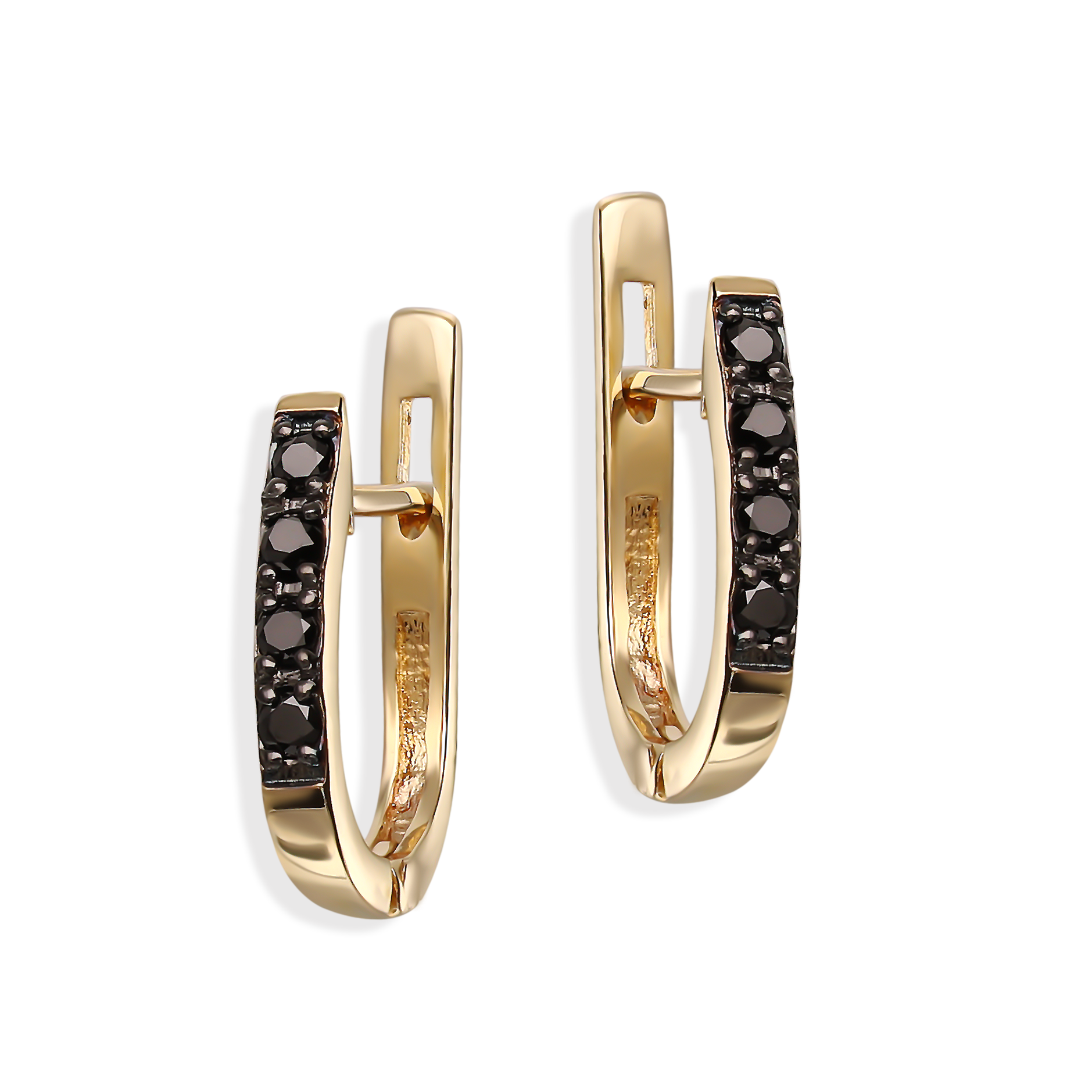 Kolczyki z żółtego złota z 8 diamentami naturalnymi, 0.12ct