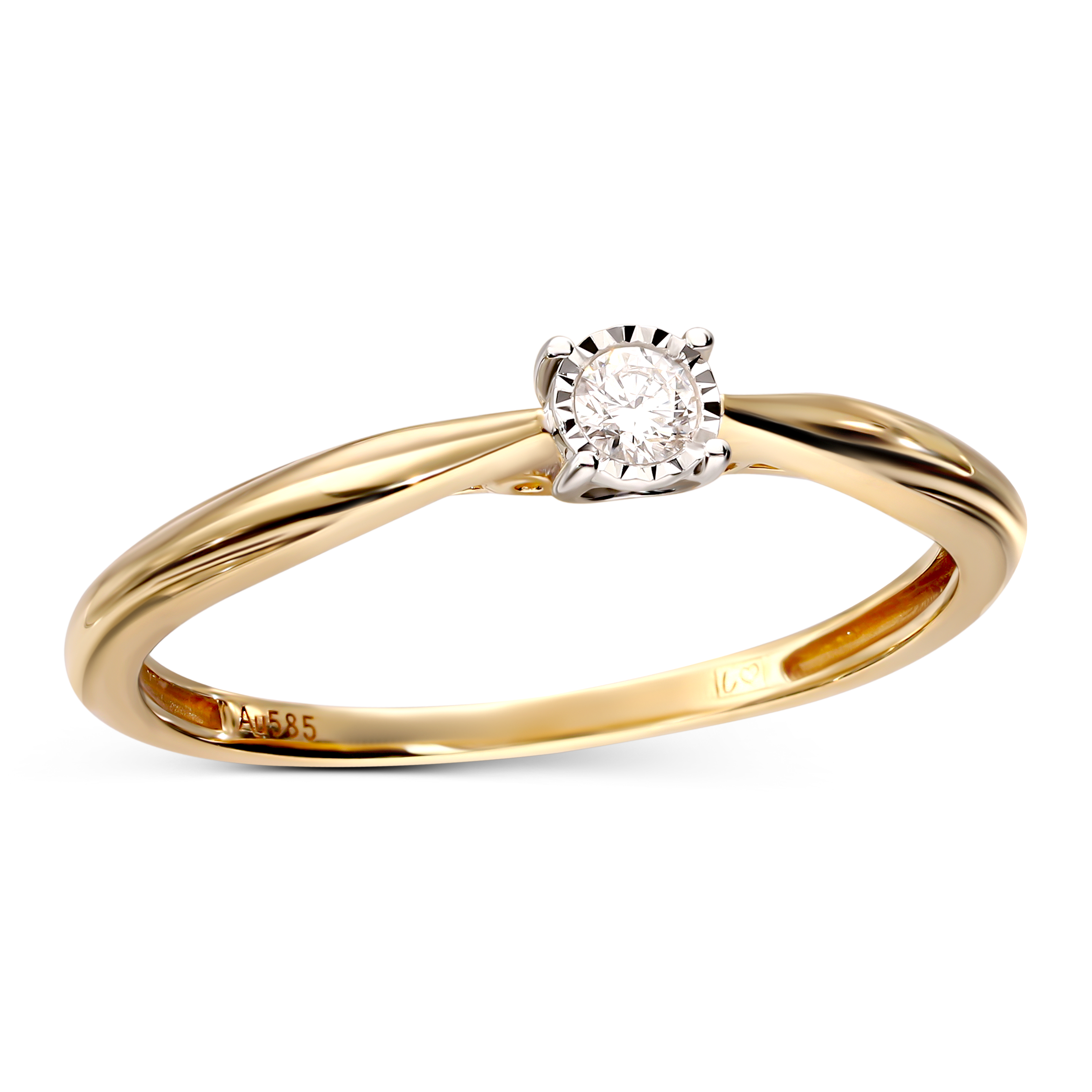 Pierścionek złoty z diamentem naturalnym 0.05 ct, rozmiar11, próba 585
