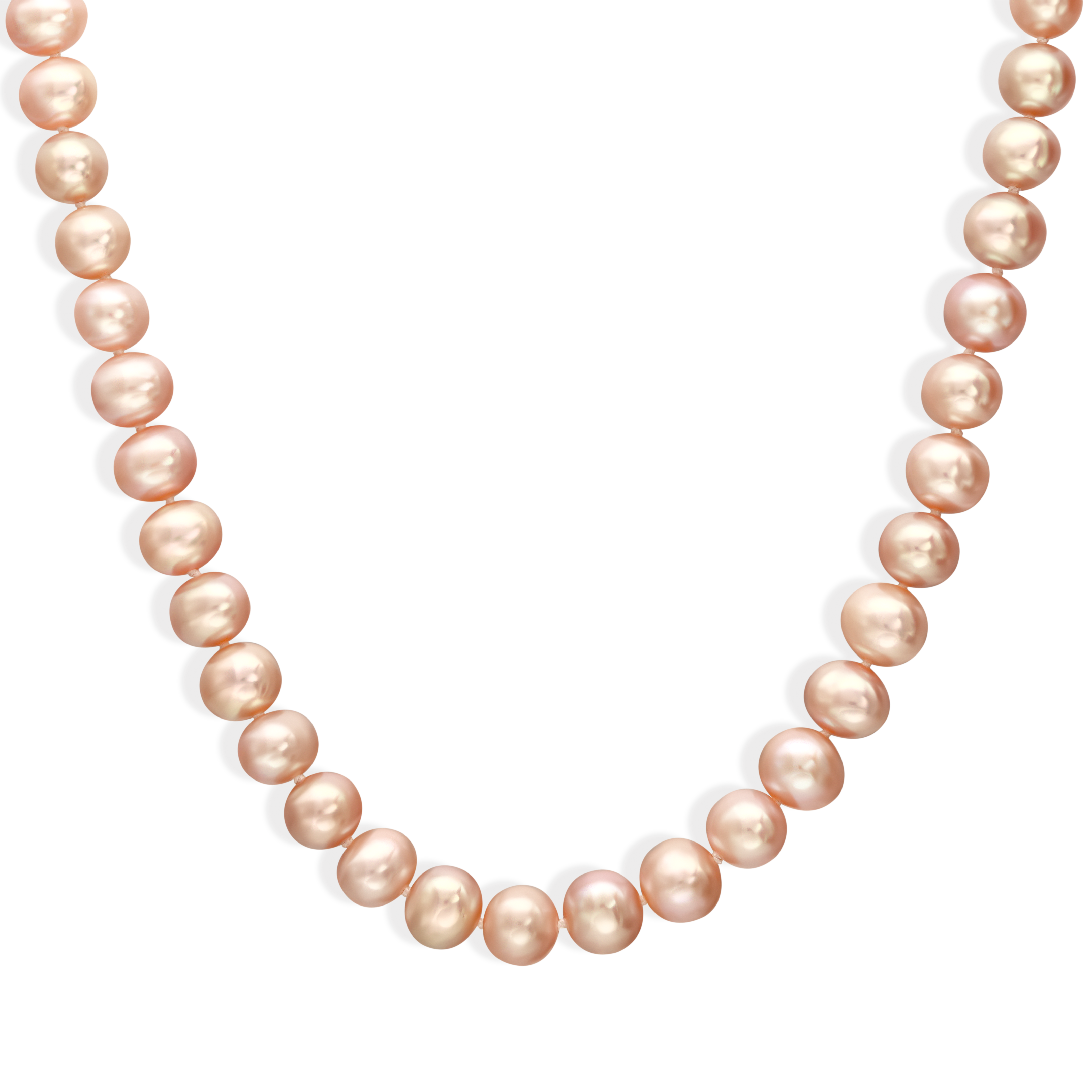 Naszyjnik z różowych pereł hodowanych i ozdobnym srebrnym zapięciem, próba 925