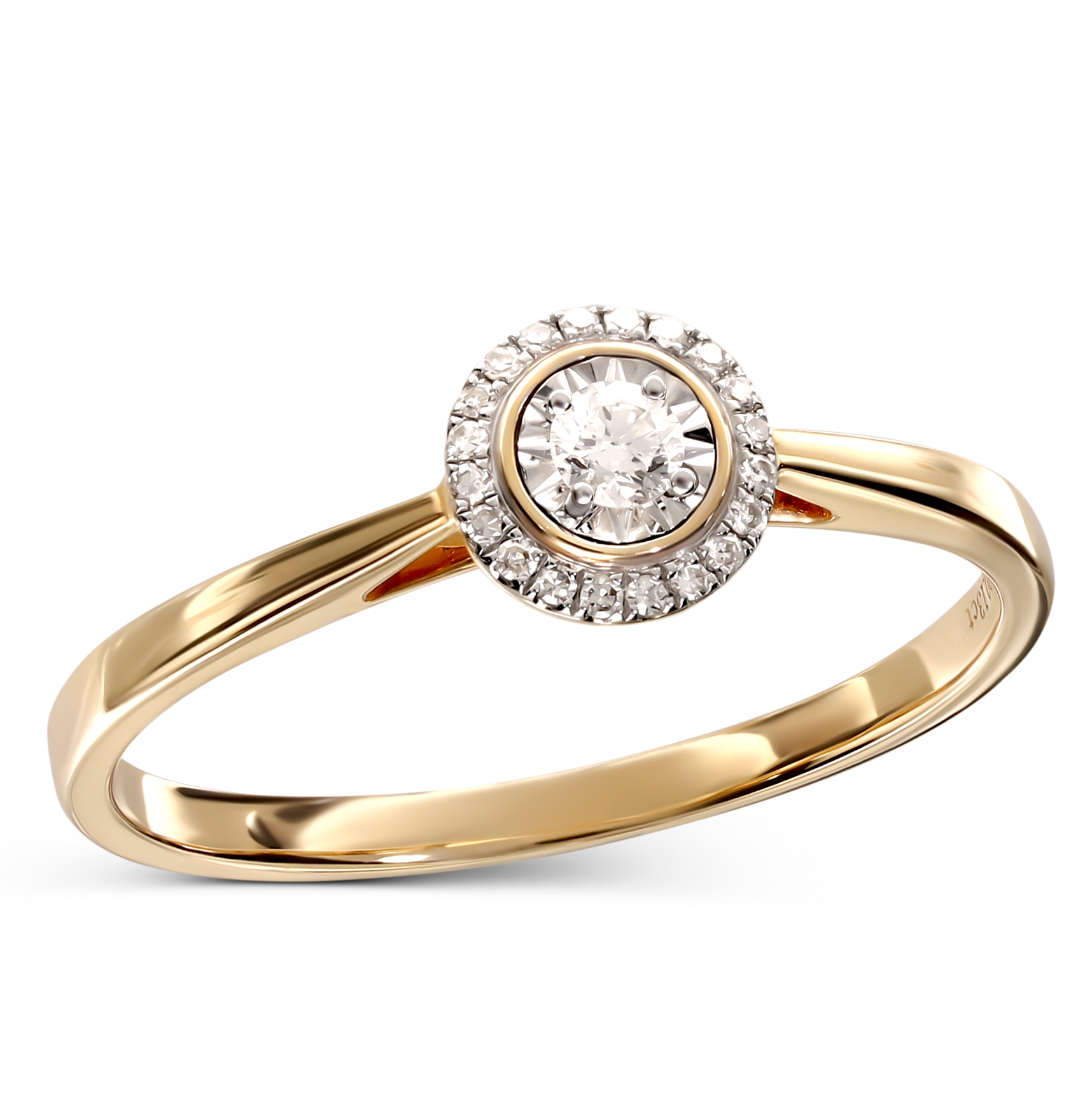 Pierścionek złoty z diamentami naturalnymi 0.14 ct, rozmiar 20, próba 585