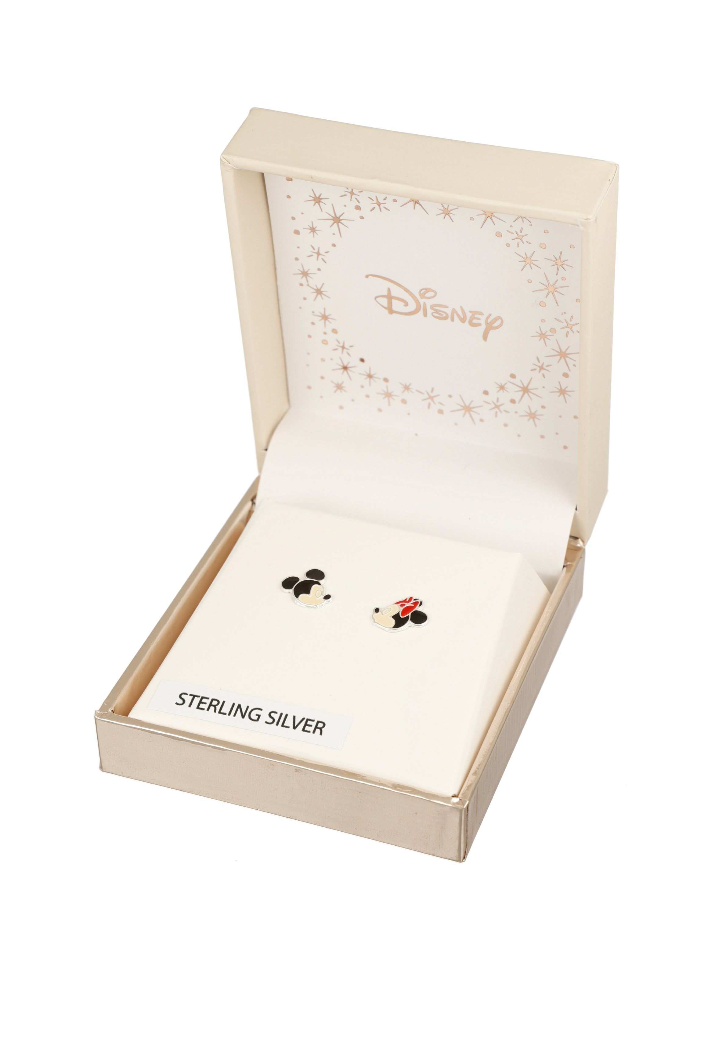 Srebrne kolczyki z emalią Myszka Mickey i Minnie, próba 585