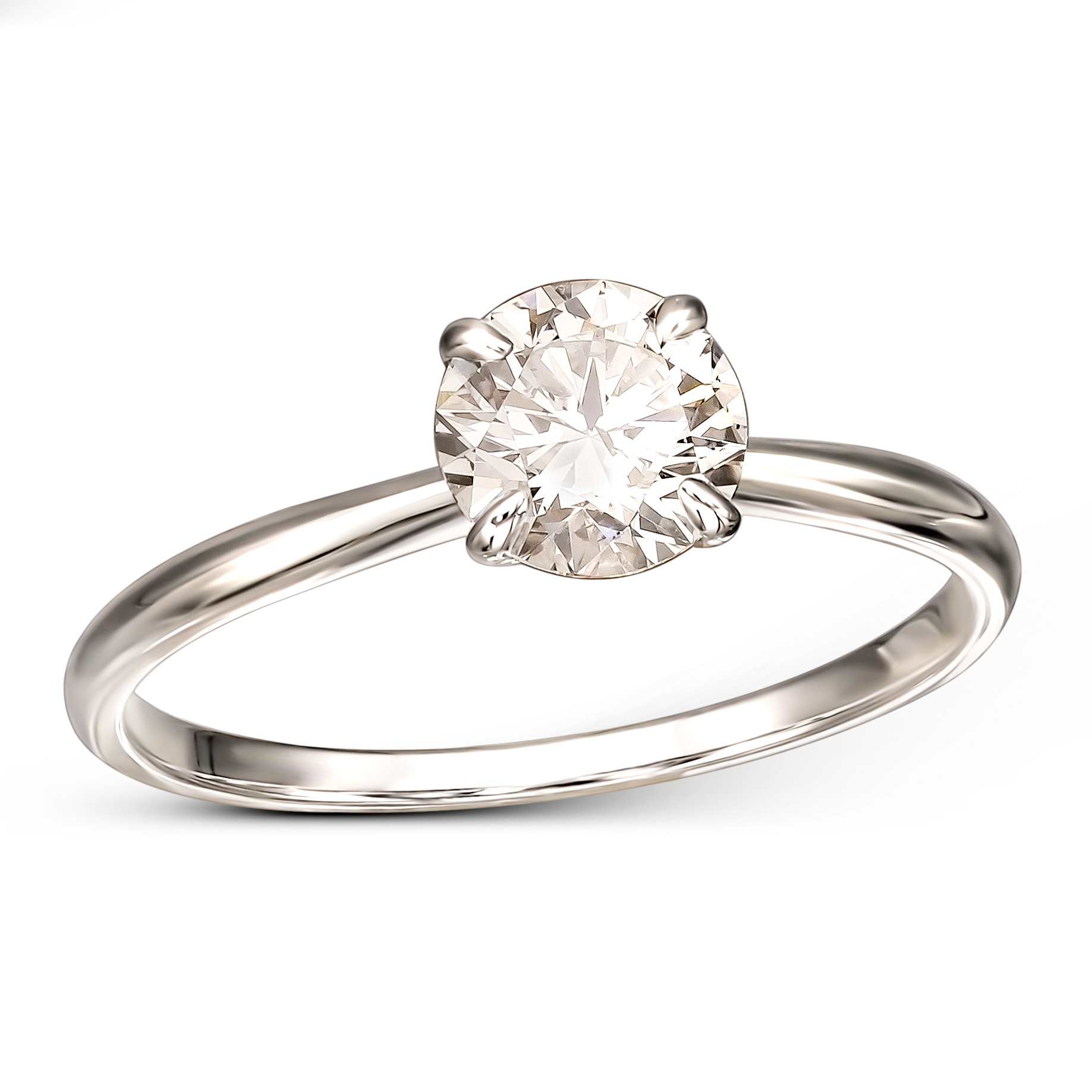 Pierścionek złoty z brylantem IGI 1.01 ct, białe złoto próby 585