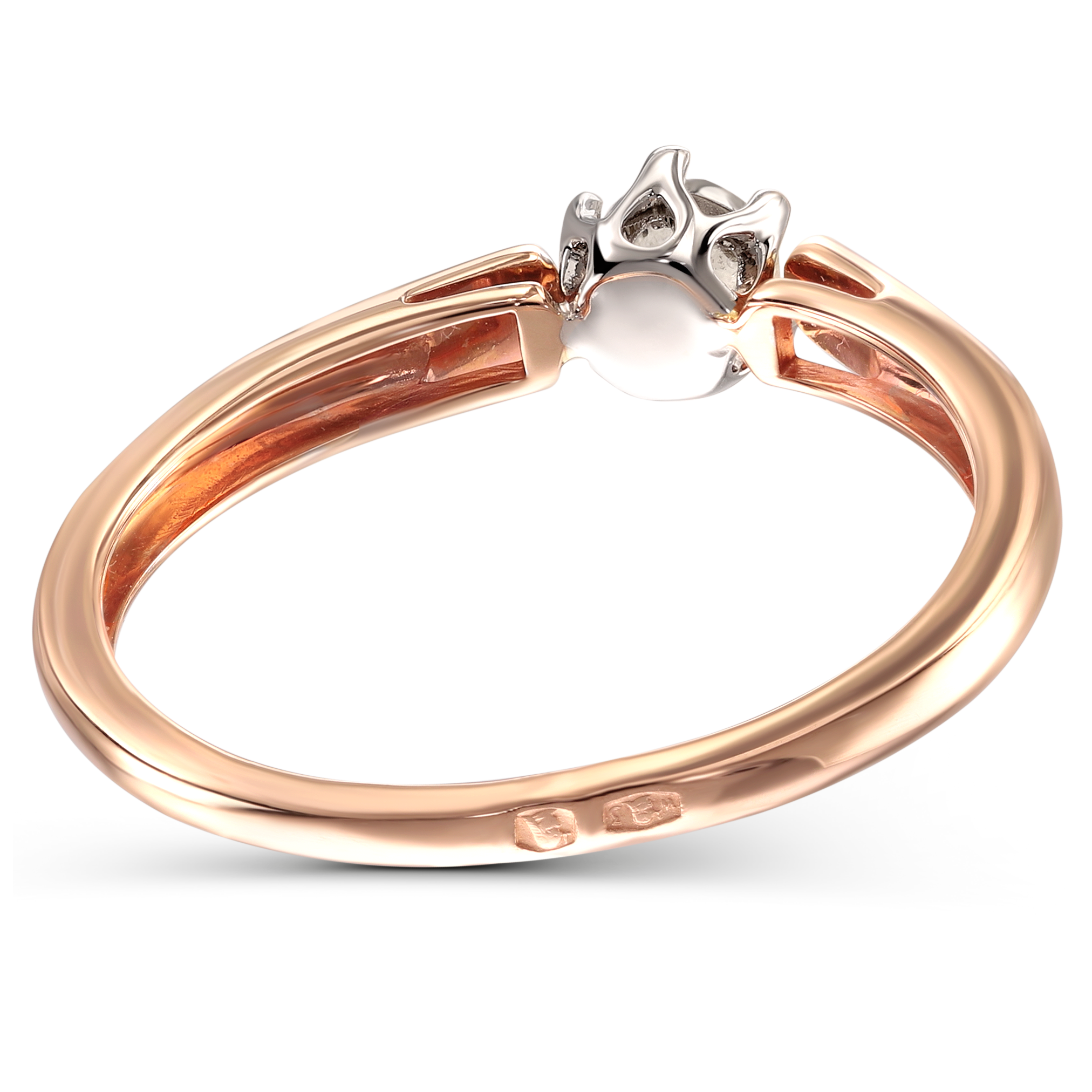 Pierścionek z różowego złota z diamentem naturalnym 0.08 ct, rozmiar 16, próba 585