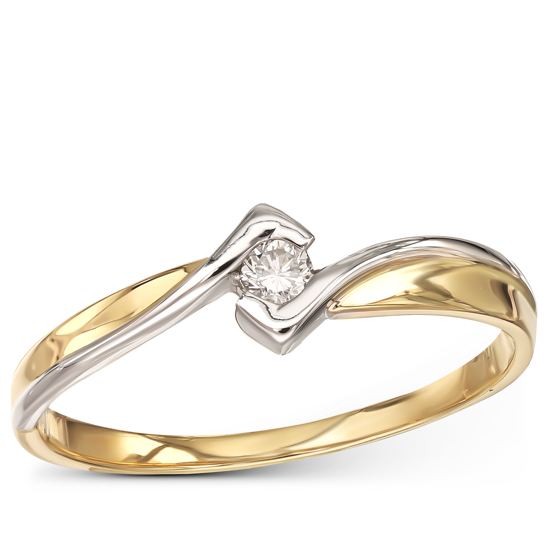 Pierścionek złoty z diamentame naturalnym 0.06 ct, rozmiar 13, próba 585