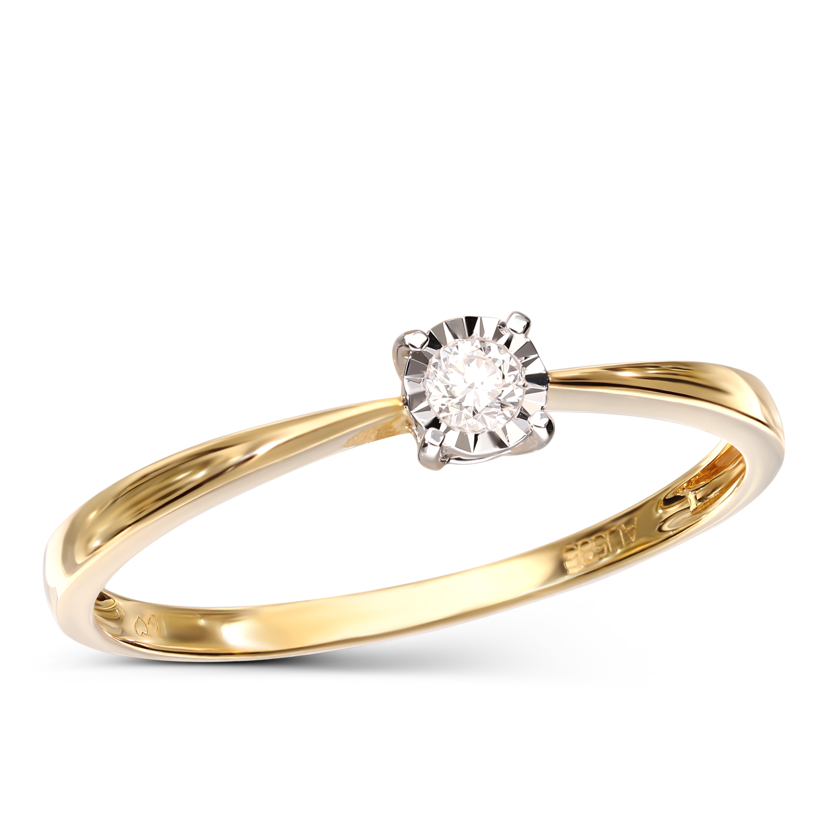 Pierścionek złoty z diamentem naturalnym 0.09 ct, rozmiar 20,5, próba 585