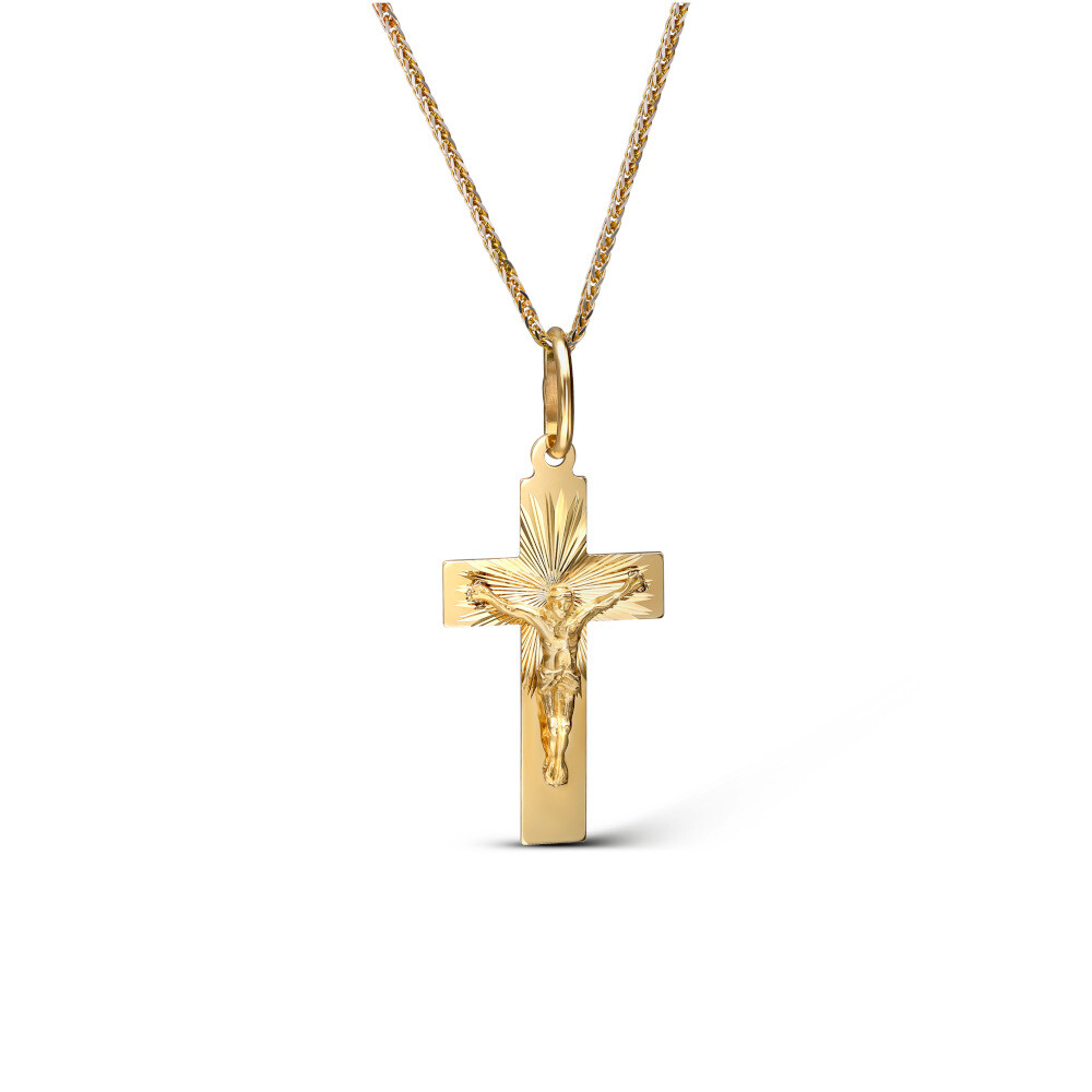 Krzyżyk złoty z Chrystusem z pełnego złota, próba 585