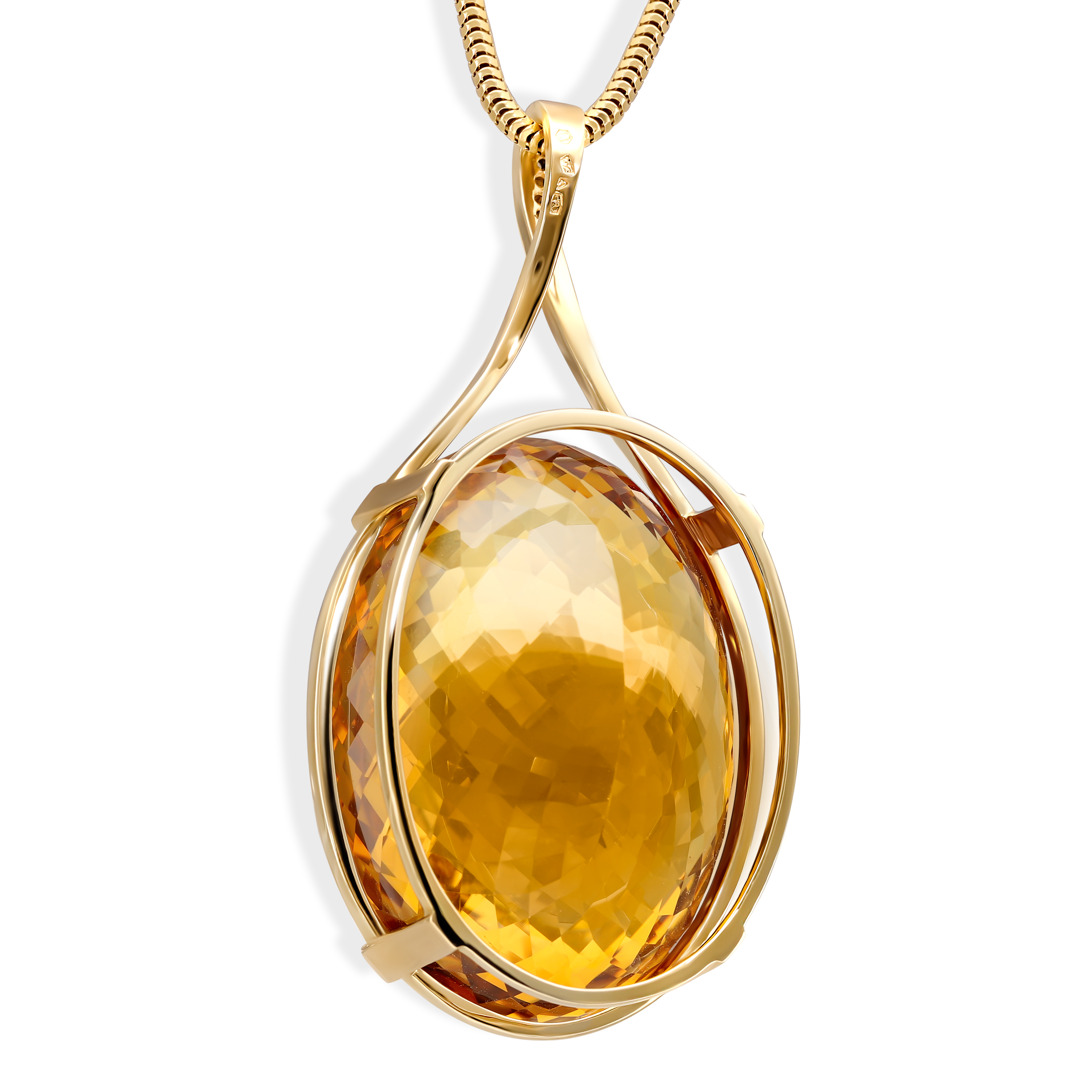 Zawieszka złota z okazałym cytrynem i diamentami naturalnymi 0.08 ct, próba 585