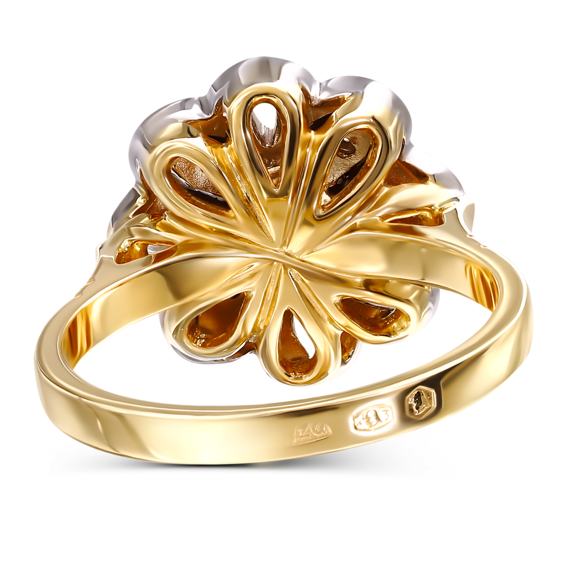 Pierścionek złoty vintage z diamentami naturalnymi 0.13 ct, rozmiar 13, próba 585