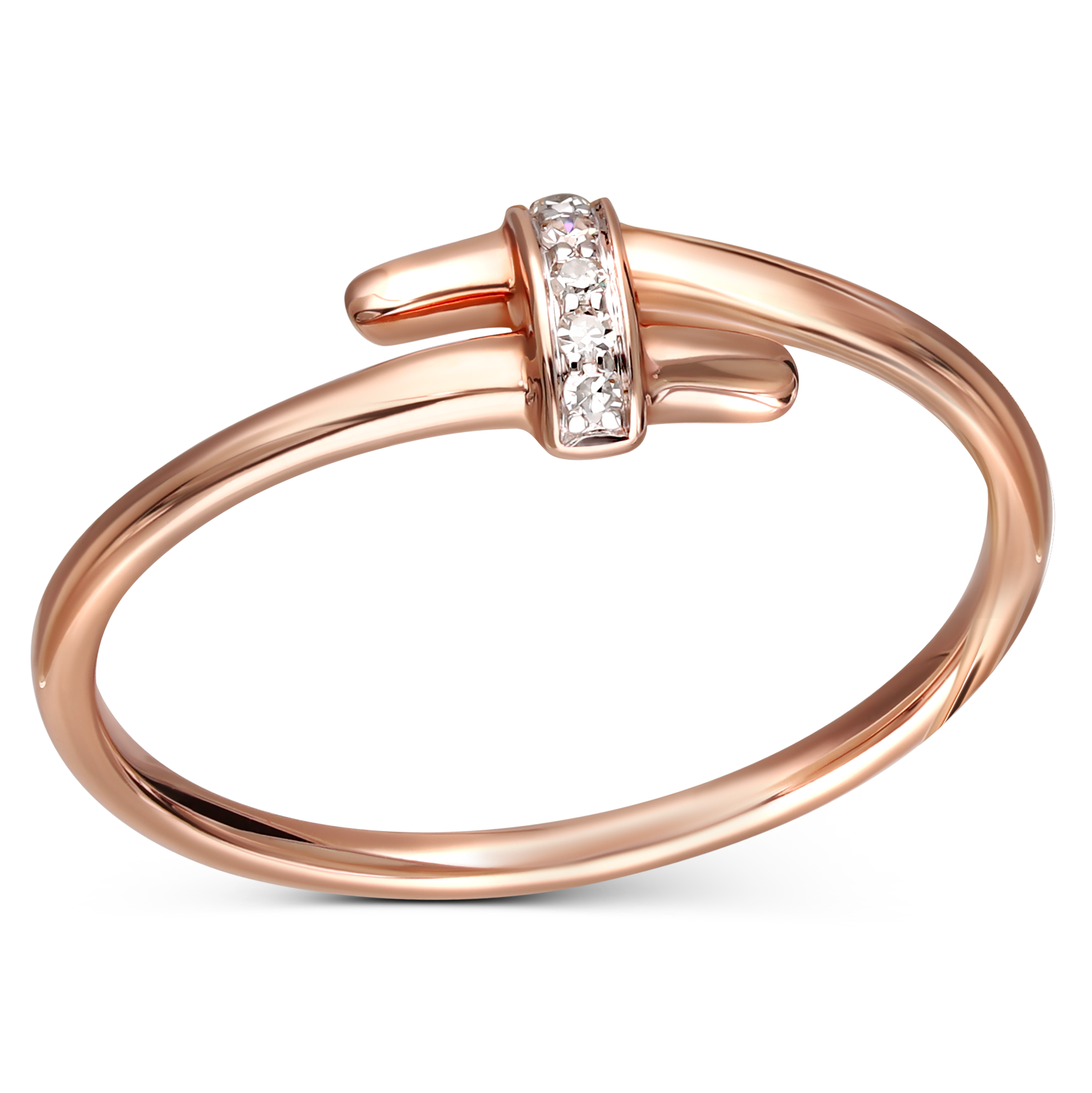 Pierścionek z różowego złota z diamentami naturalnymi 0.03 ct, próba 585