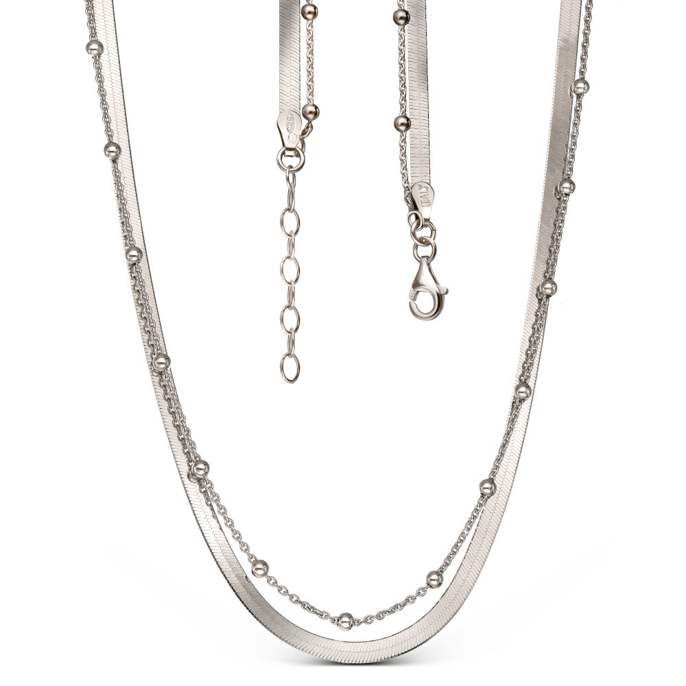 Srebrny naszyjnik podwójny taśma, próba 925