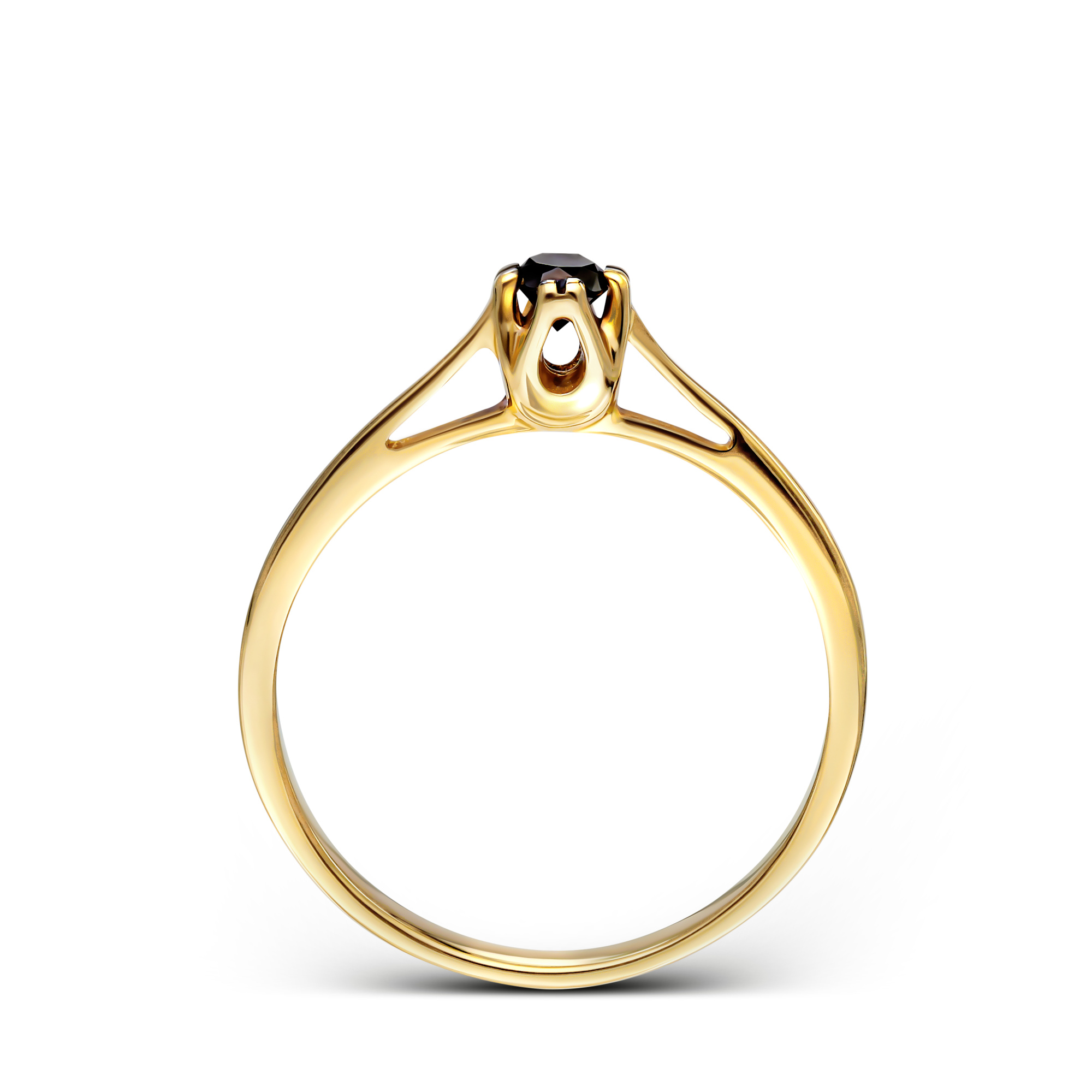 Klasyczny pierścionek złoty z czarnym diamentem, próba 585