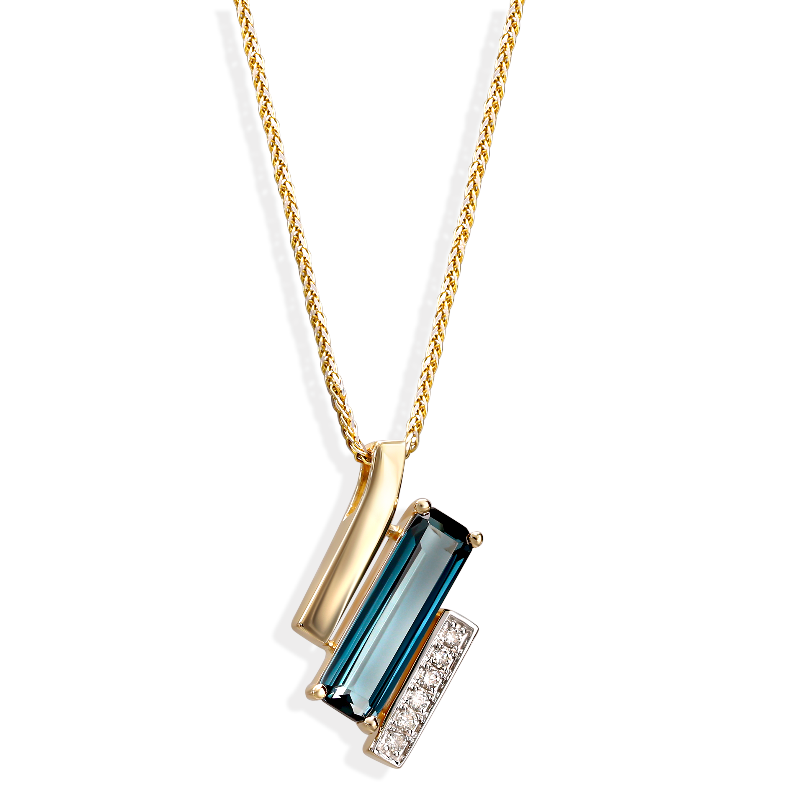 Zawieszka złota z topazem London Blue 1.64 ct i diamentami naturalnymi 0.05 ct, próba 585
