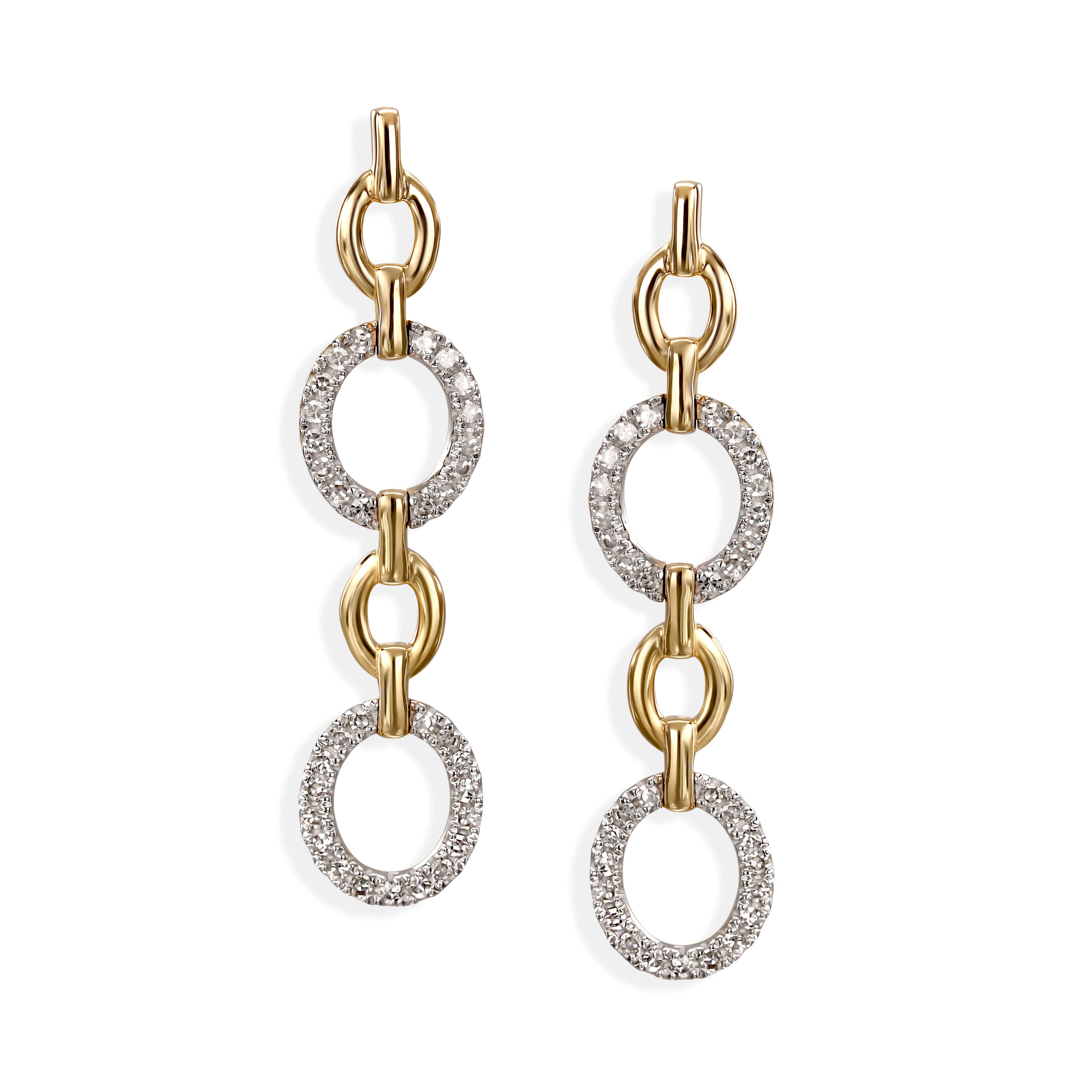 Kolczyki złote z diamentami naturalnymi 0.22 ct, próba 585