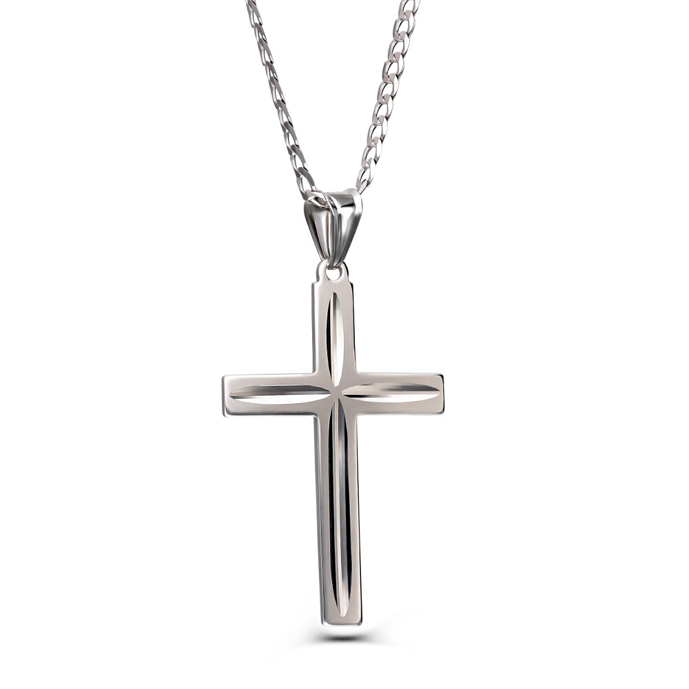 Krzyżyk srebrny z minimalistycznym wzorem, próba 925