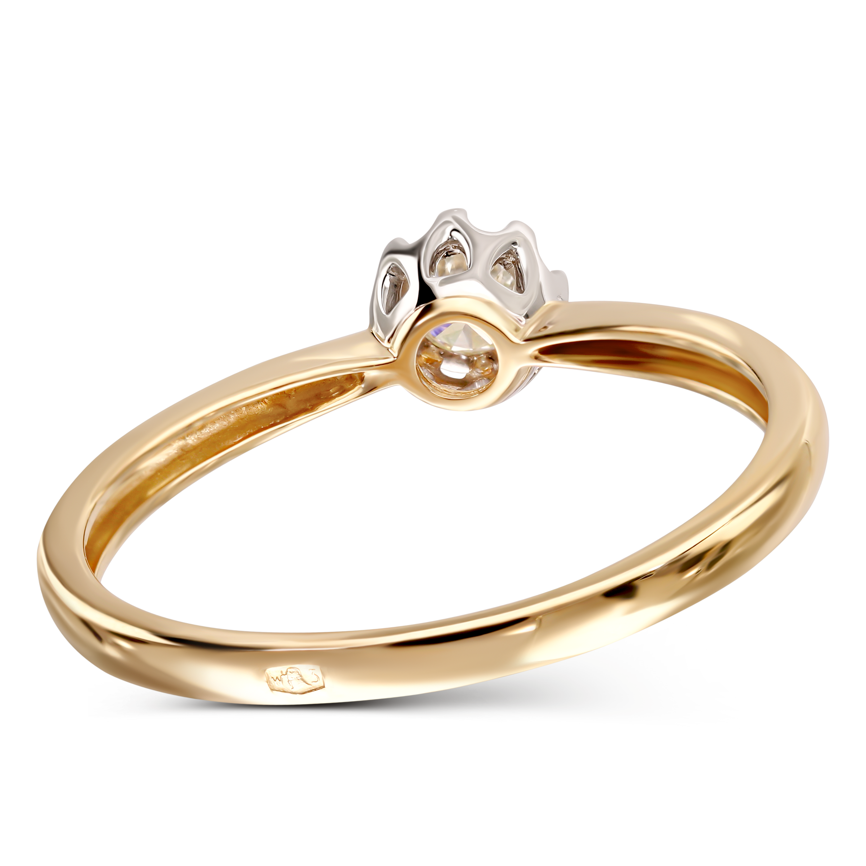Pierścionek złoty z diamentem naturalnym 0.15 ct, rozmiar 19, próba 585
