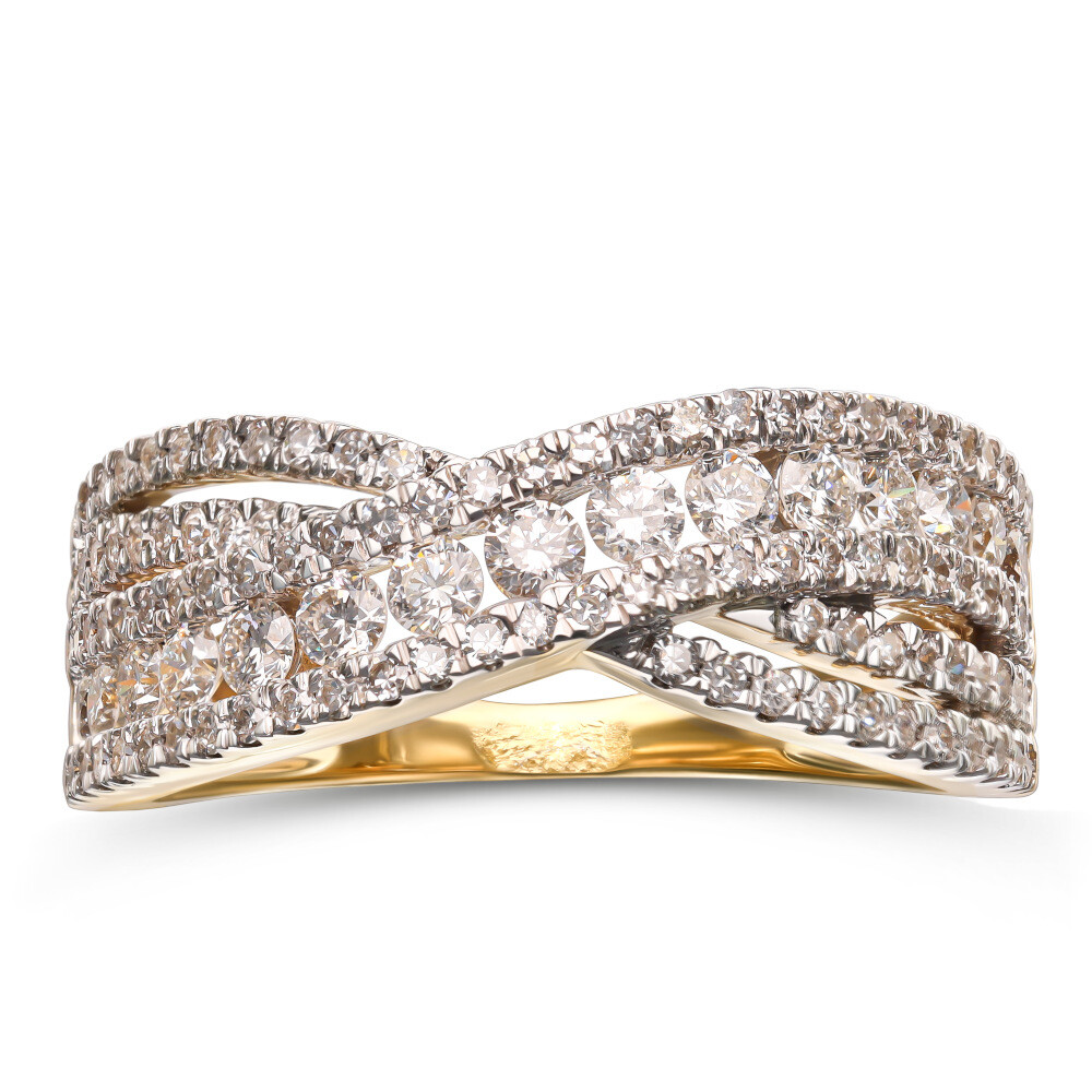 Luksusowy złoty pierścionek obrączkowy z diamentami naturalnymi, próba 585