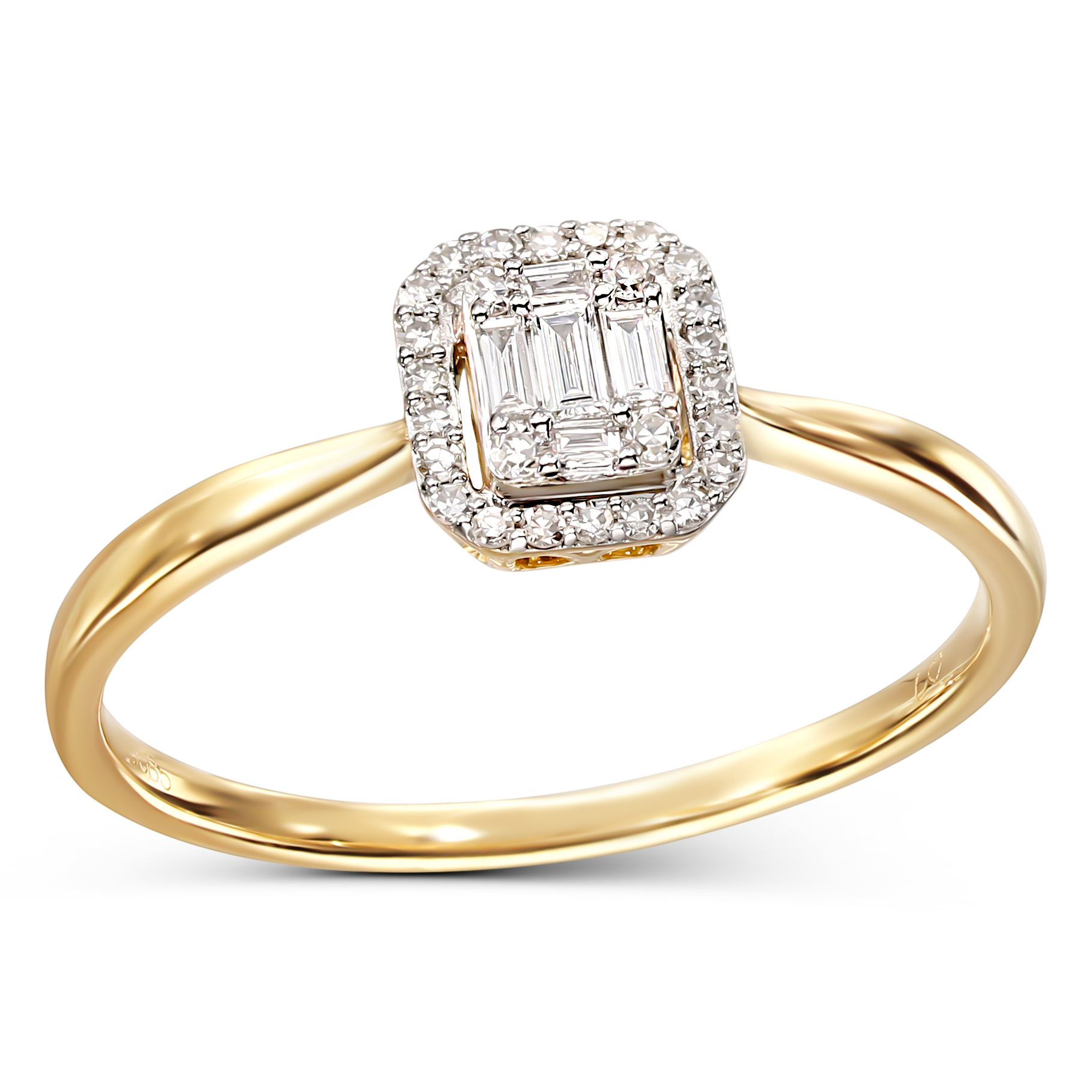 Pierścionek złoty z diamentami naturalnymi 0.21 ct, rozmiar 17, próba 585