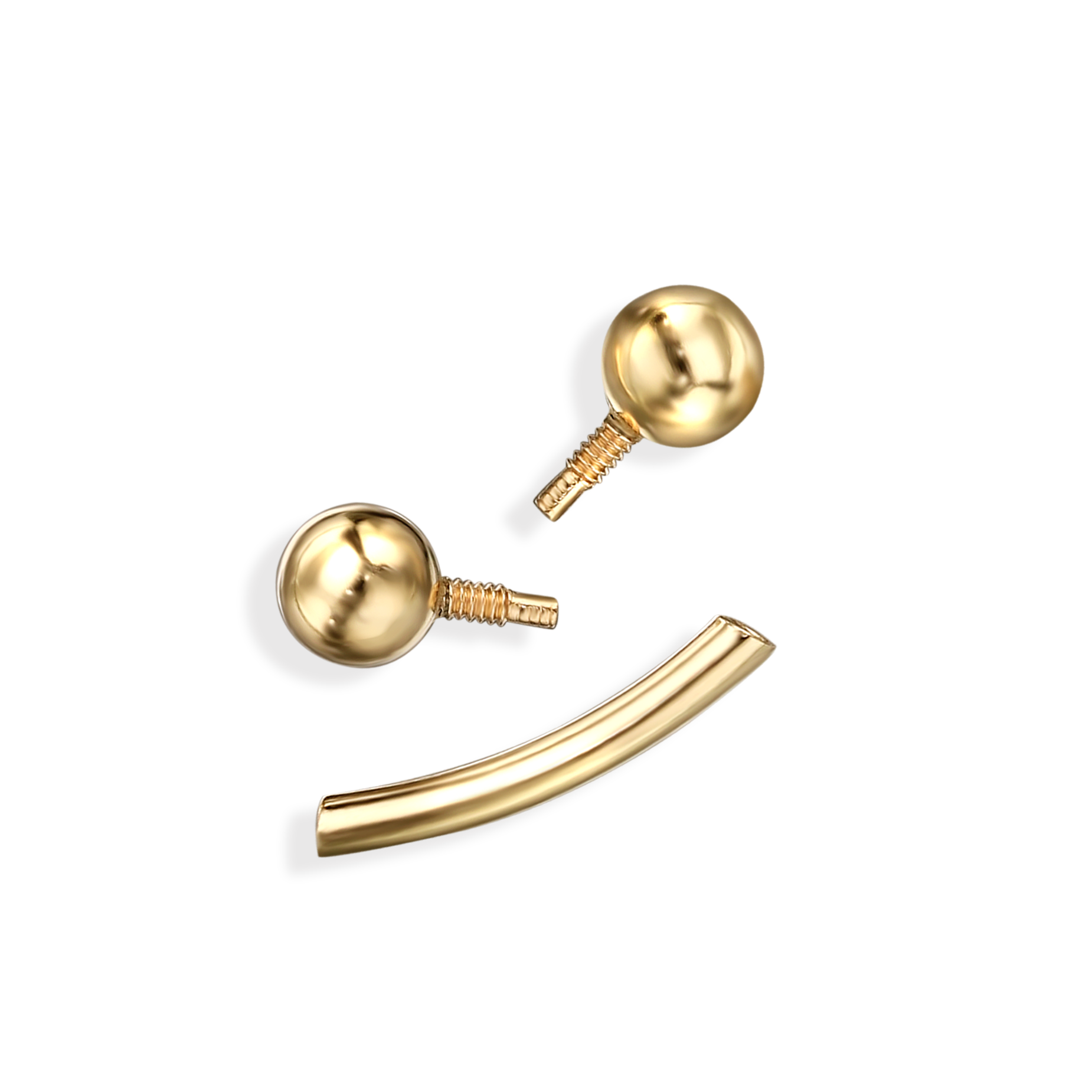 Złoty kolczyk do brwi piercing, długość 8 mm, próba 585