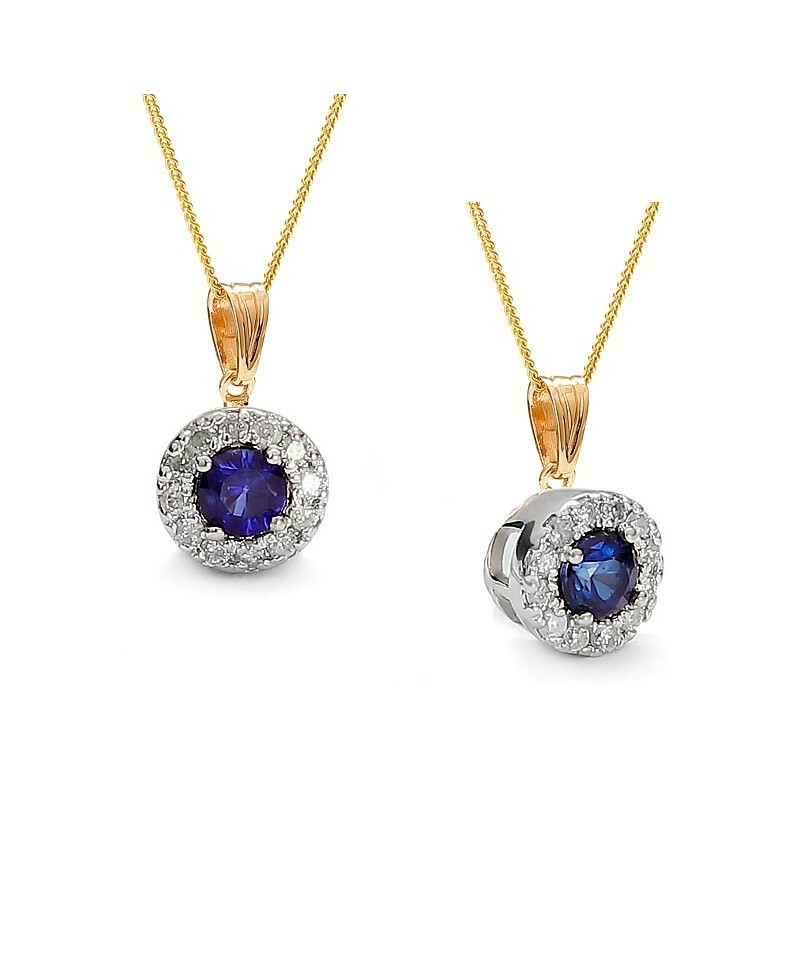 Zawieszka złota z szafirem i diamentami naturalnymi, pr.585