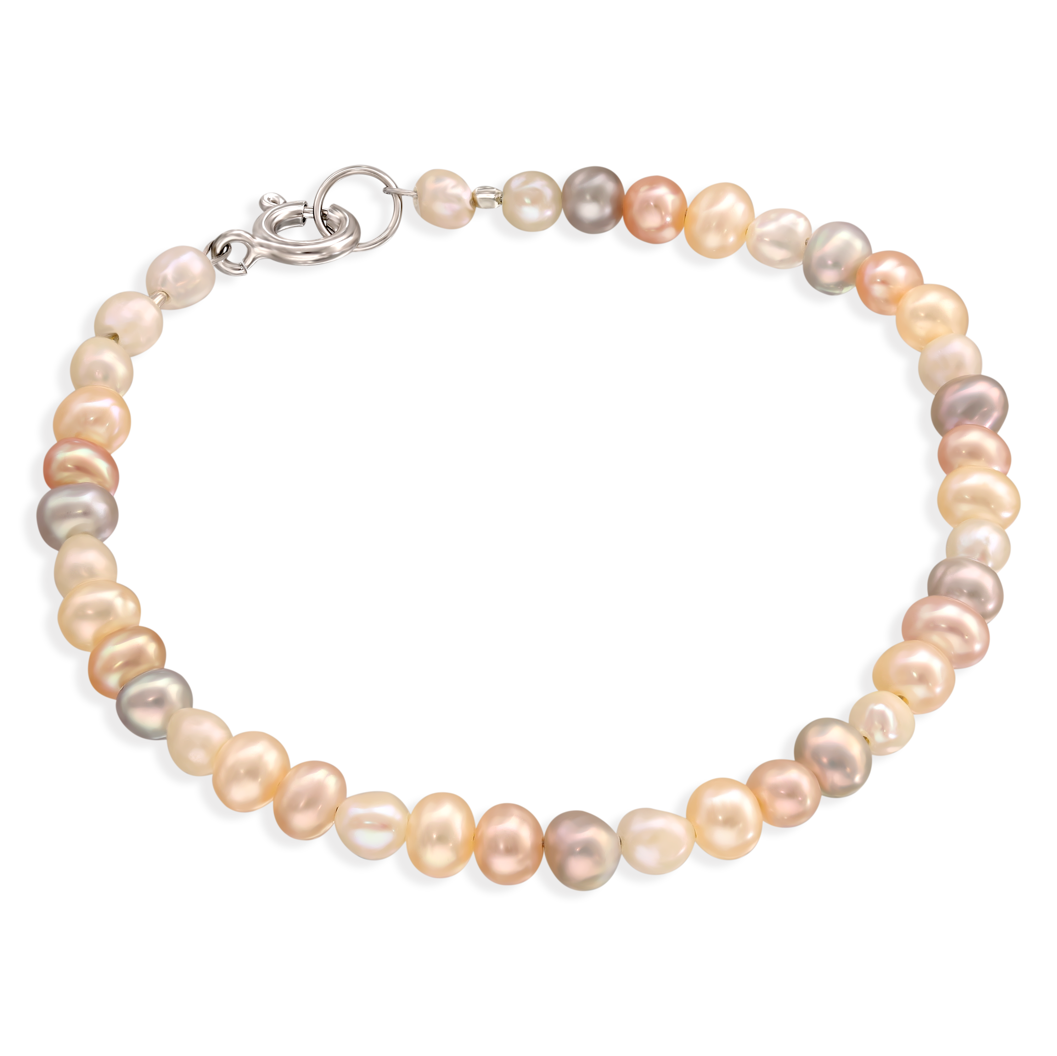 Srebrna bransoleta z 39 pereł słodkowodnych, próba 925