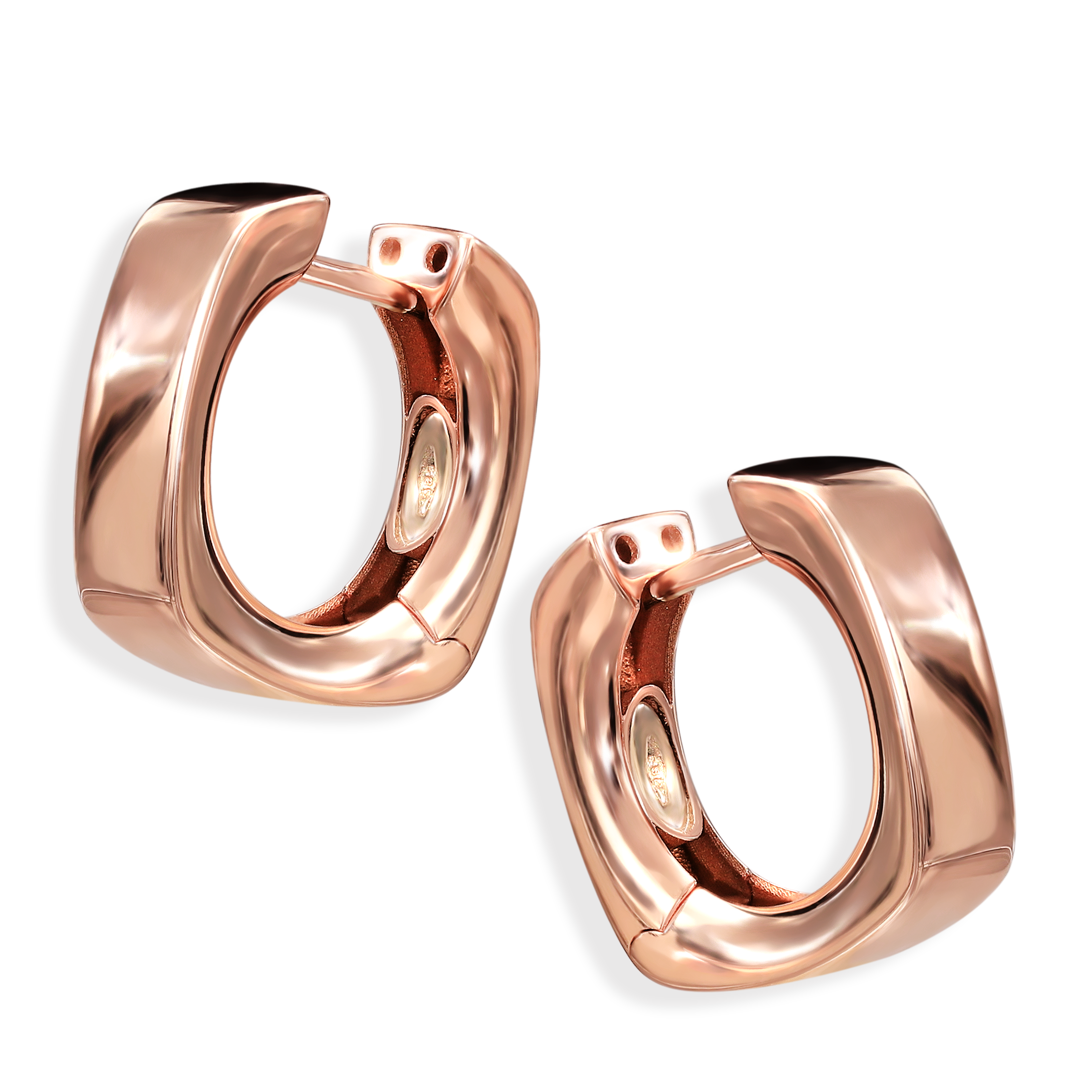 Szerokie kolczyki koła z różowego złota, próba 585