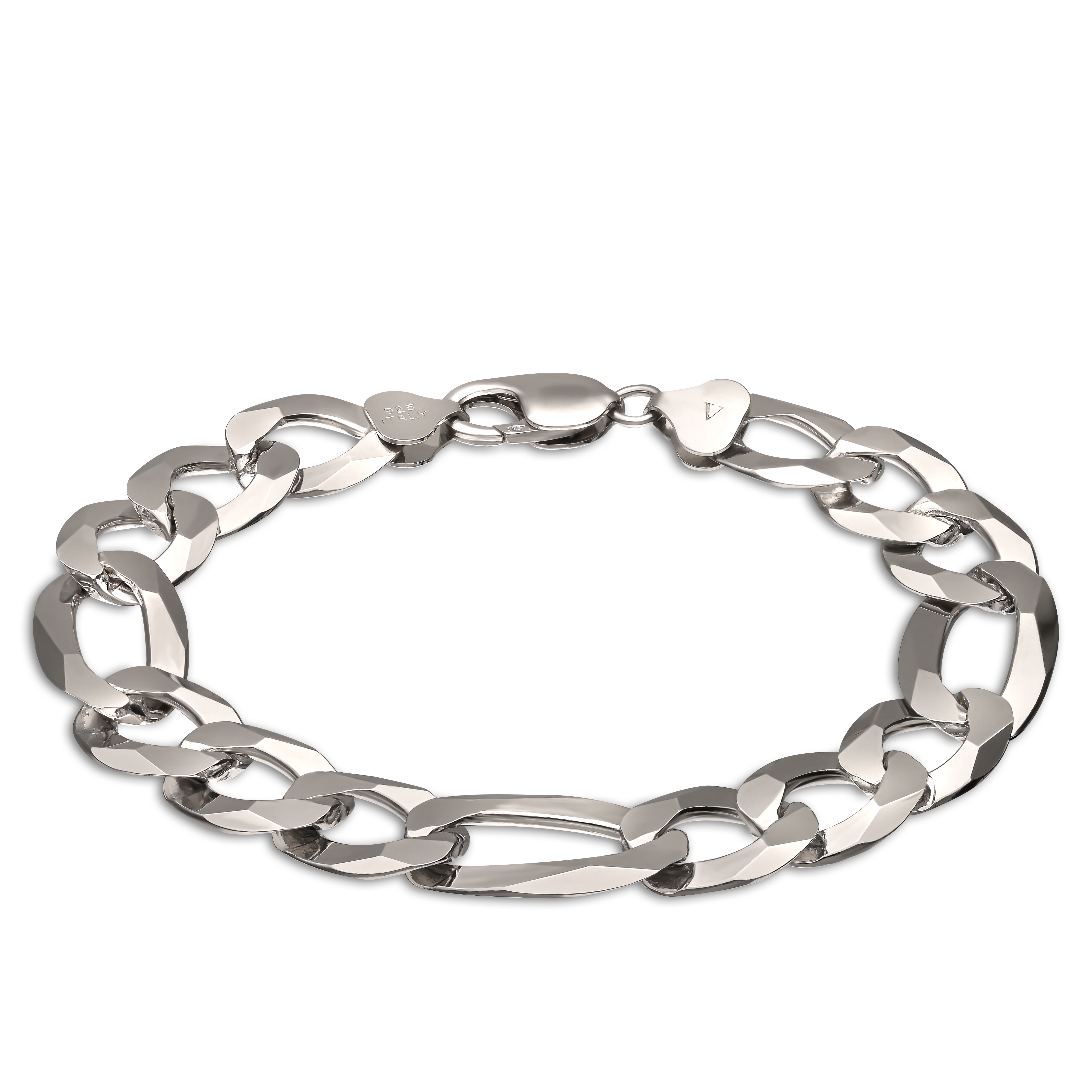 Srebrna bransoleta figaro 14mm, długość 23 cm, próba 925