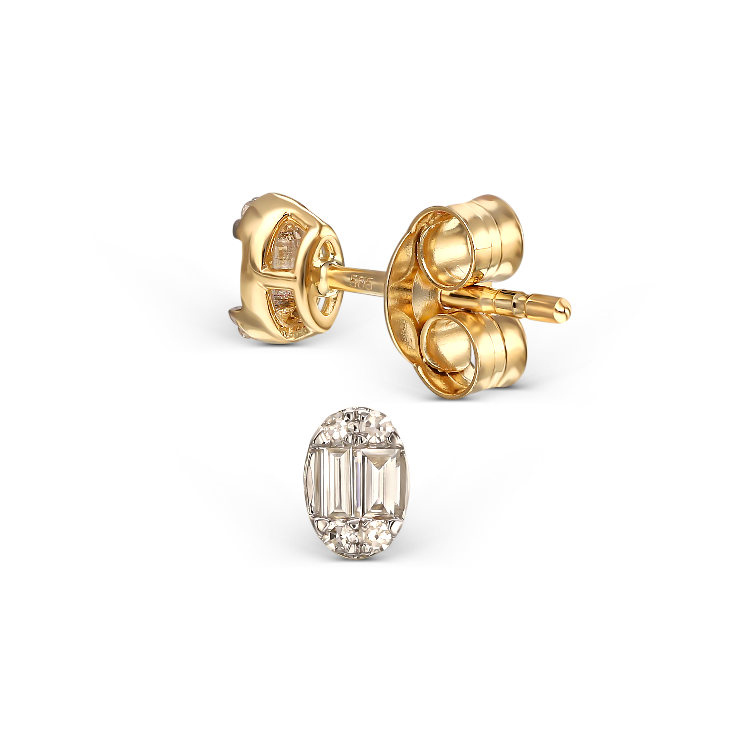 Kolczyki złote sztyfty z diamentami naturalnymi 0.17 ct, próba 585