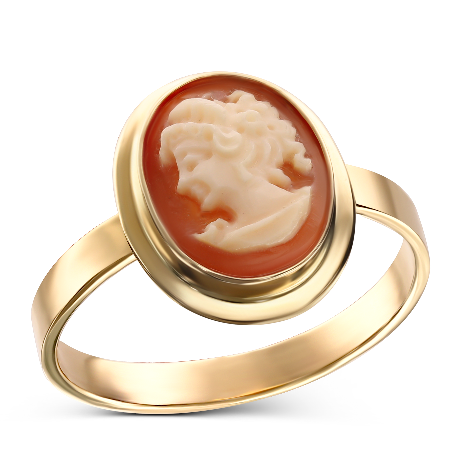 Pierścionek złoty kamea, rozmiar 22, próba 585