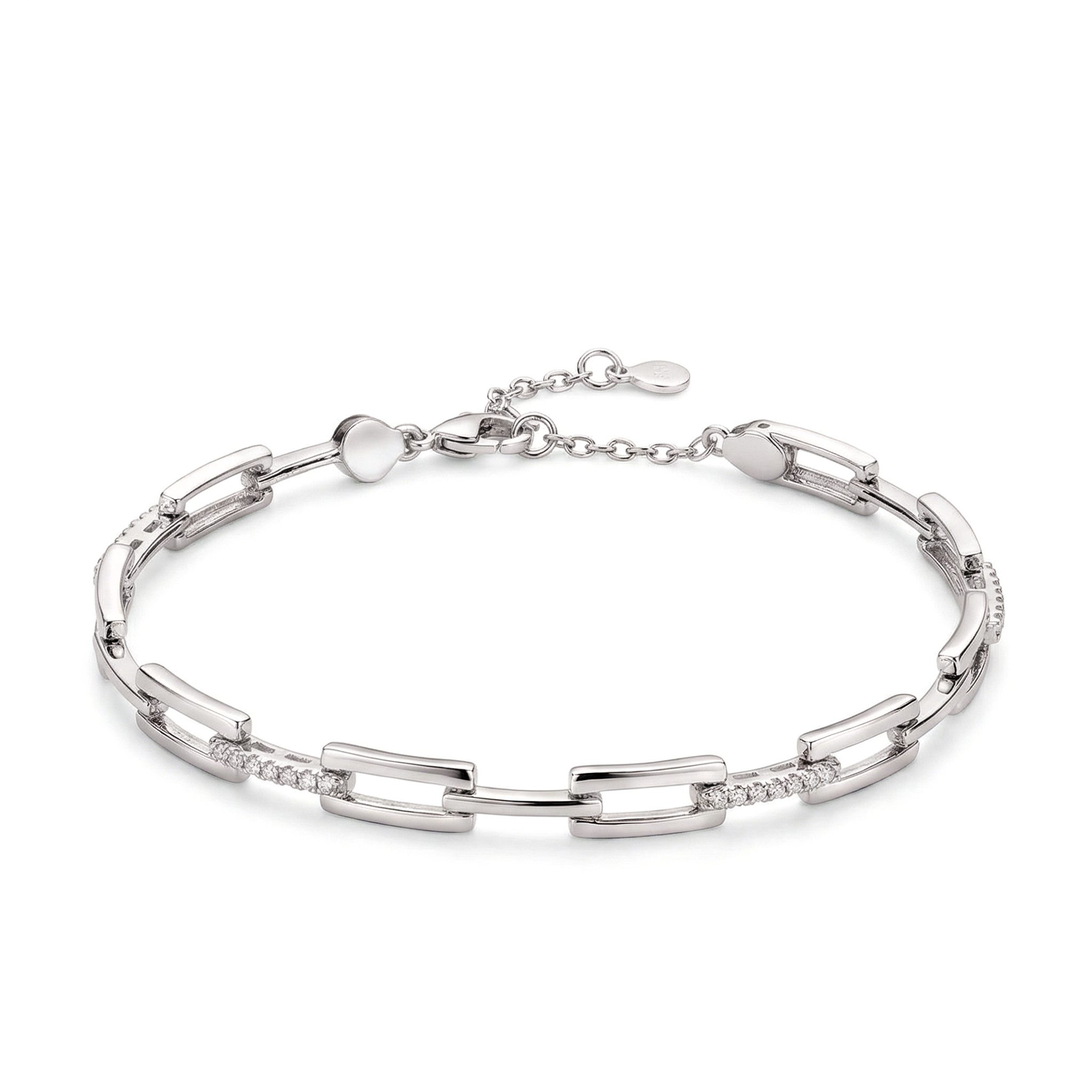 Bransoleta srebrna z geometrycznym wzorem, próba 925