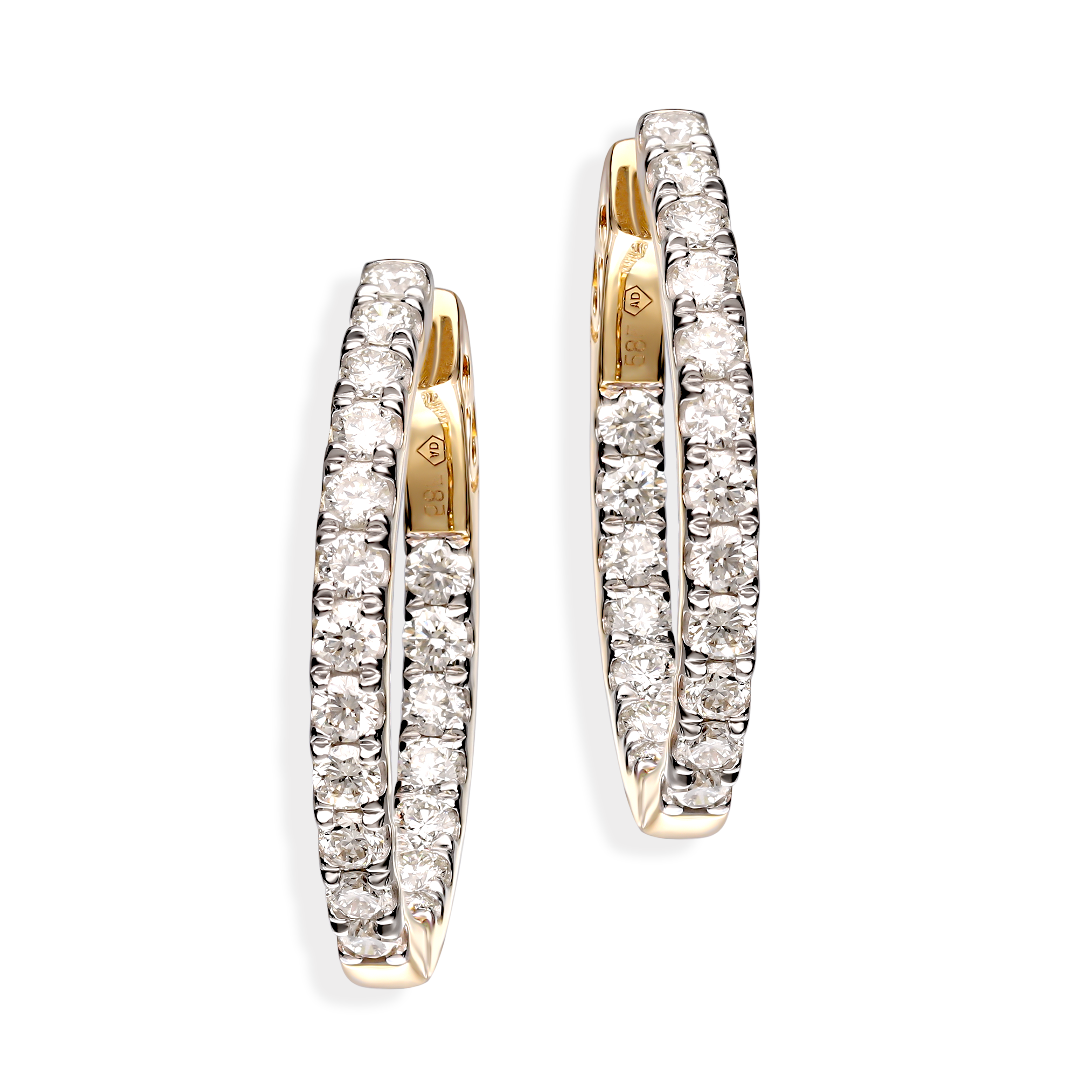Kolczyki złote koła z diamentami naturalnymi 1.48 ct, próba 585