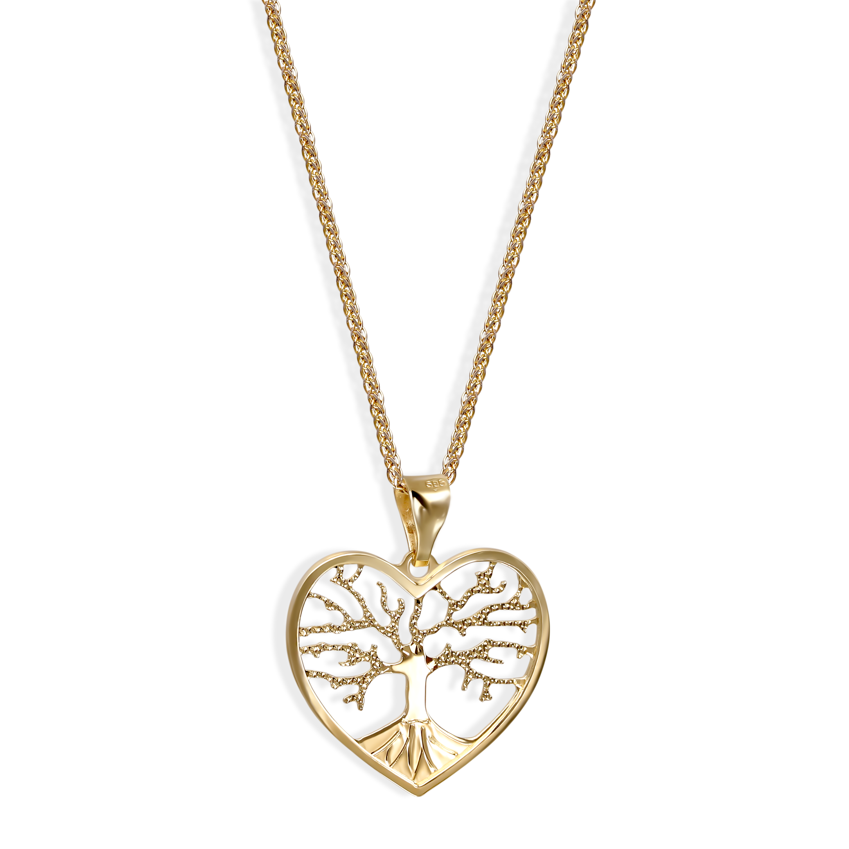 Zawieszka złota ażurowa z drzewkiem szczęscia wpisanym w serce, próba 585