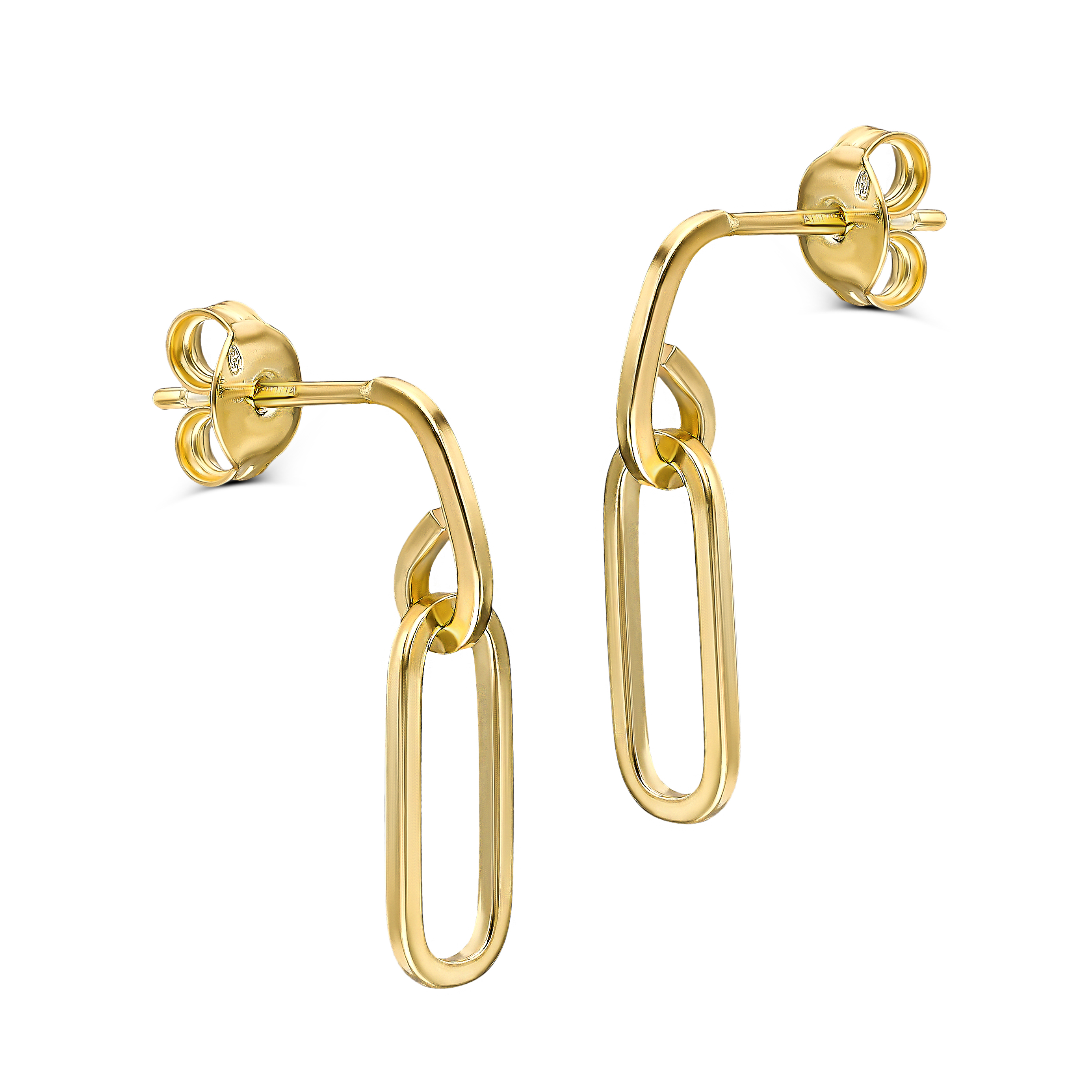 Srebrne kolczyki pozłacane wiszące spinacze, próba 925