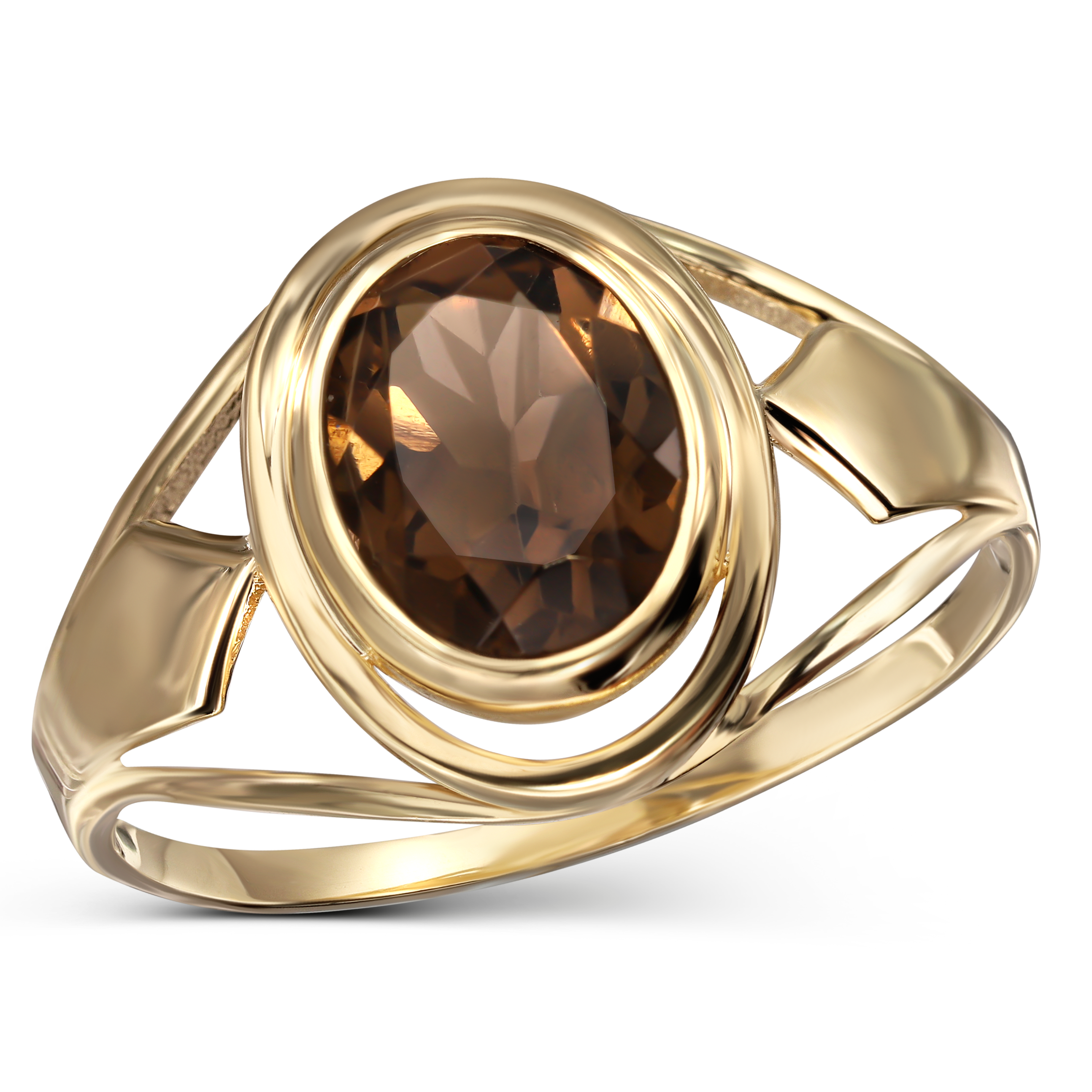 Pierścionek złoty z cytrynem, rozmiar 23, próba 585