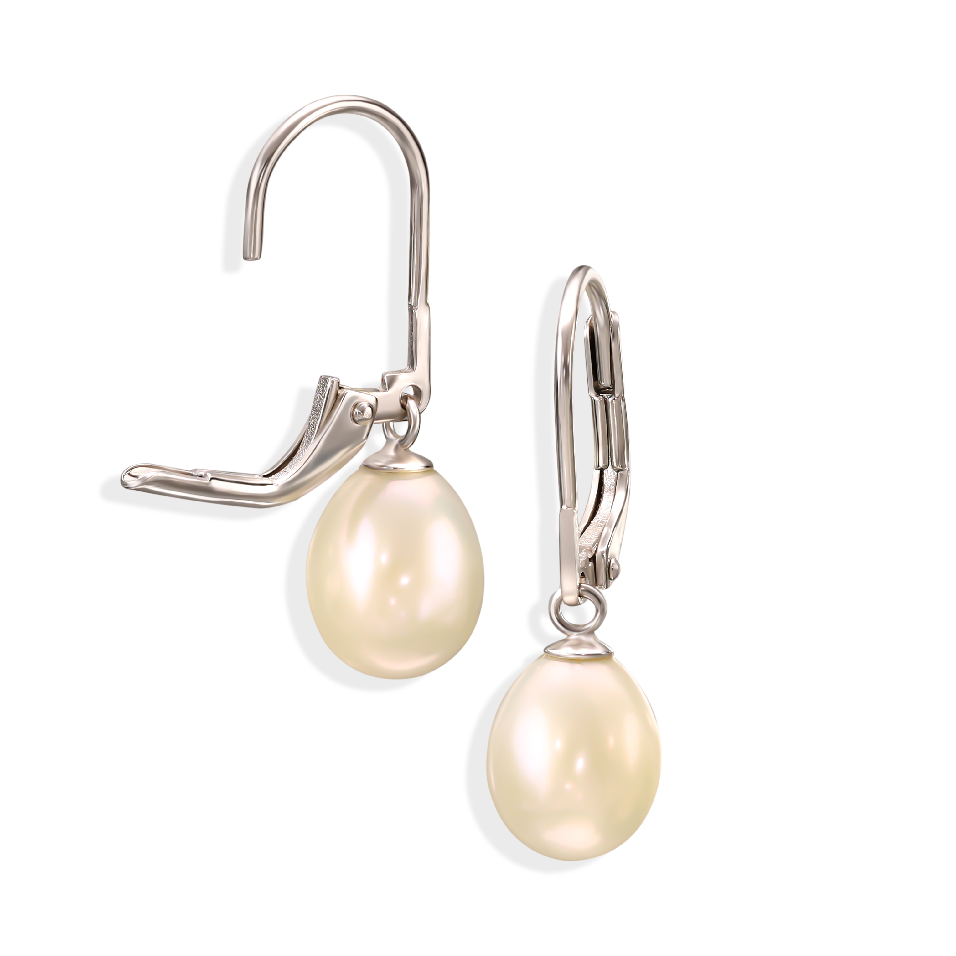 Kolczyki srebrne na francuskim zapięciu z perłami słodkowodnymi, próba 925