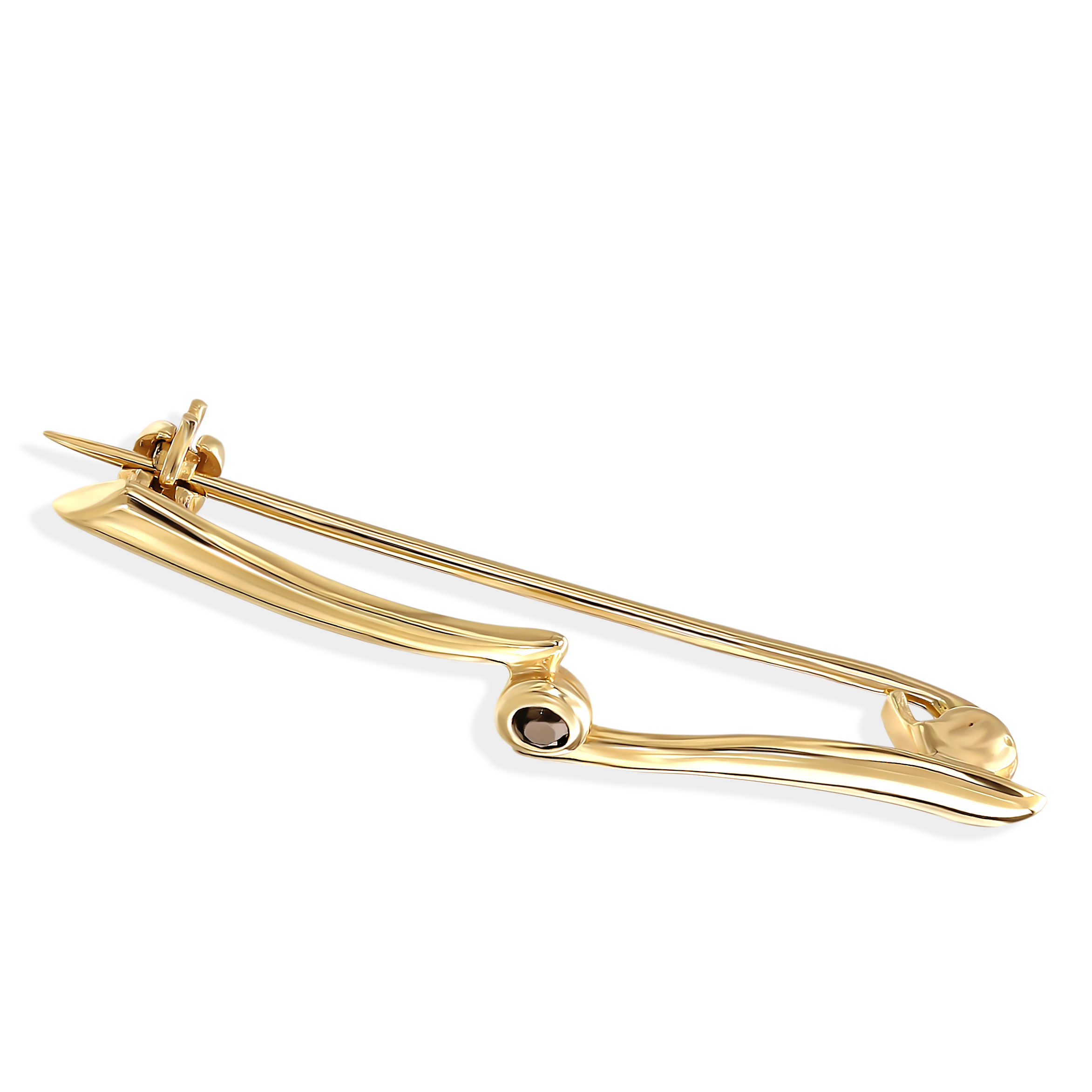 Złota broszka z czarną cyrkonią, próba 585