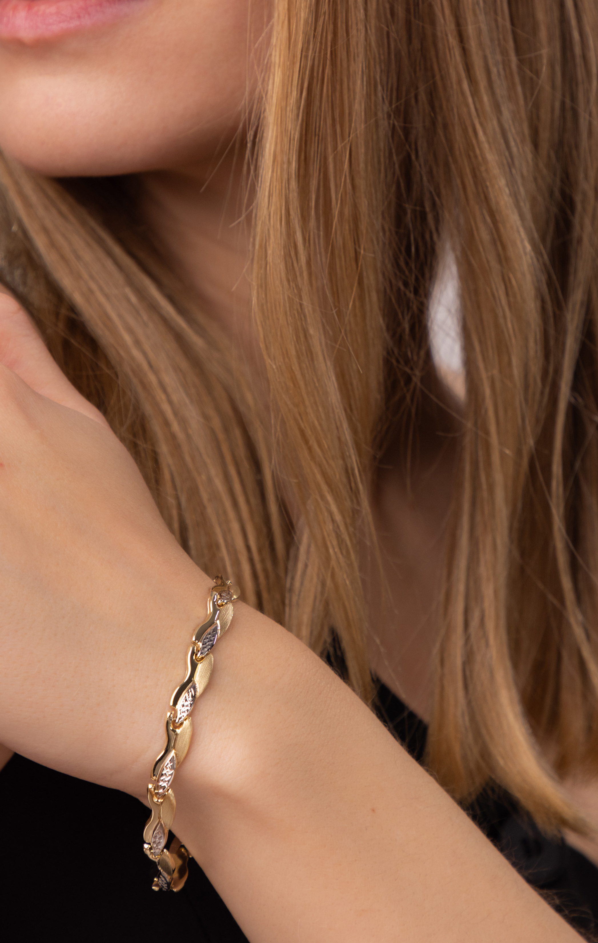 Bransoleta złota damska, długość 19 cm, próba 585