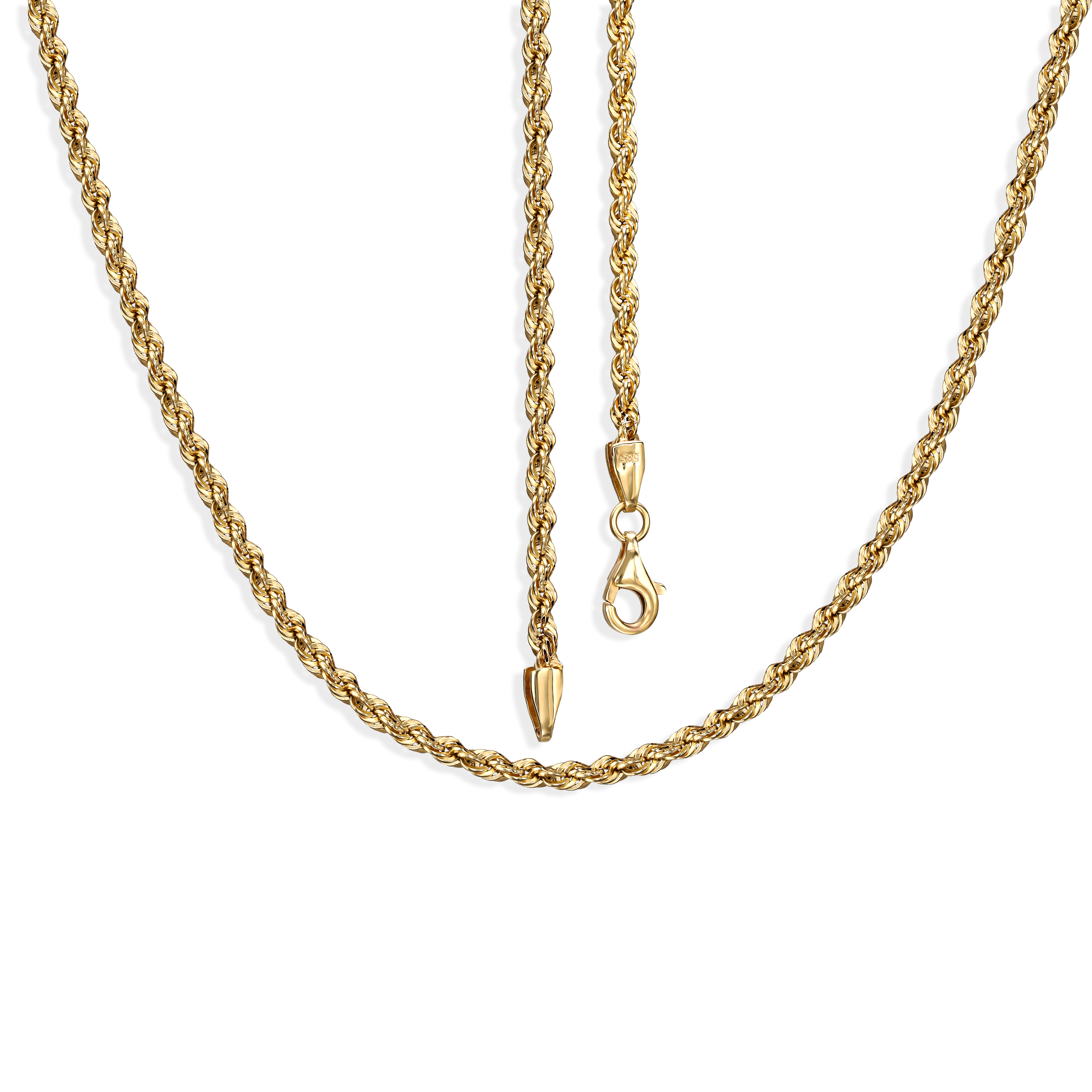 Złoty łańcuch splot kordel szerokości 2,6 mm, długość 46 cm, próba 585