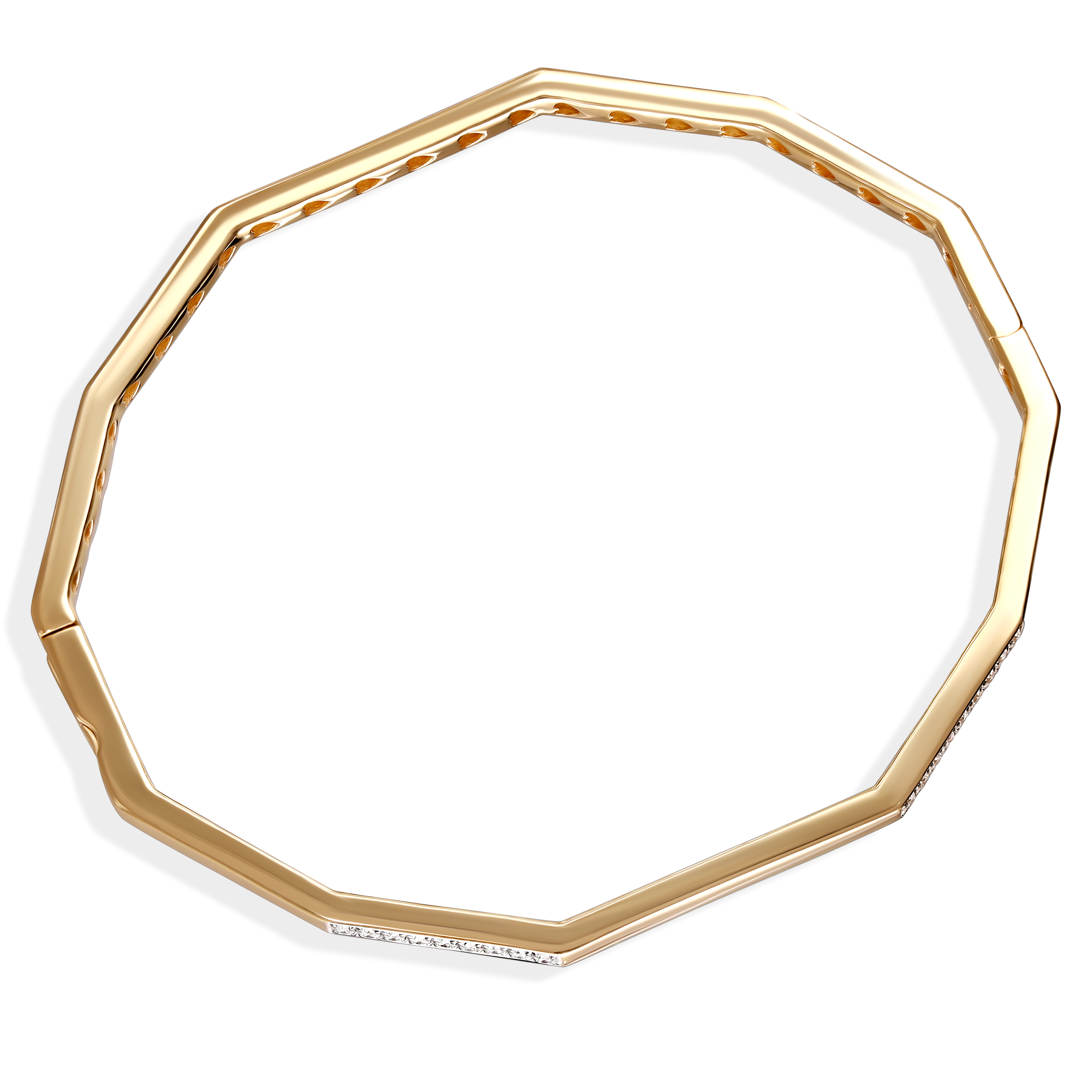 Bransoleta złota sztywna z diamentami naturalnymi 0.44 ct, próba 585